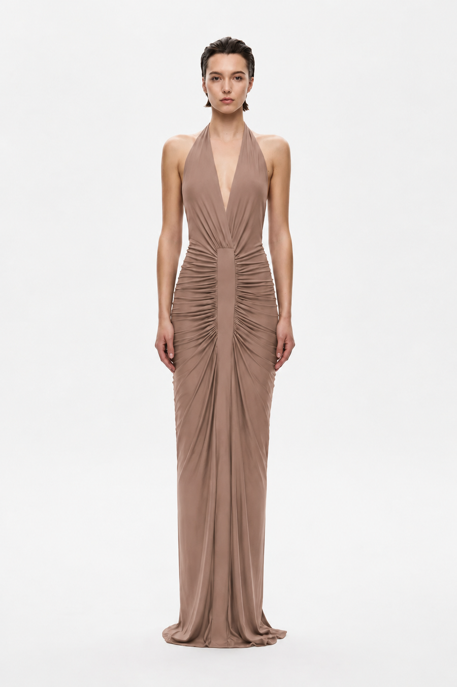 THE VENUS GATHERED CUPRO DRESS