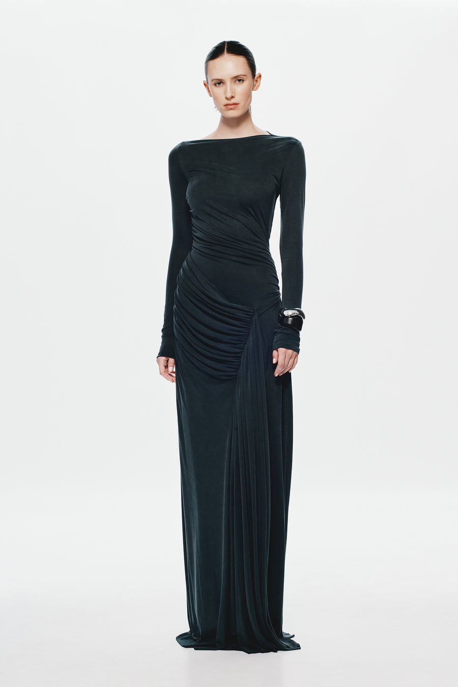 THE GLACIER CUPRO LONG SLEEVE DRESS