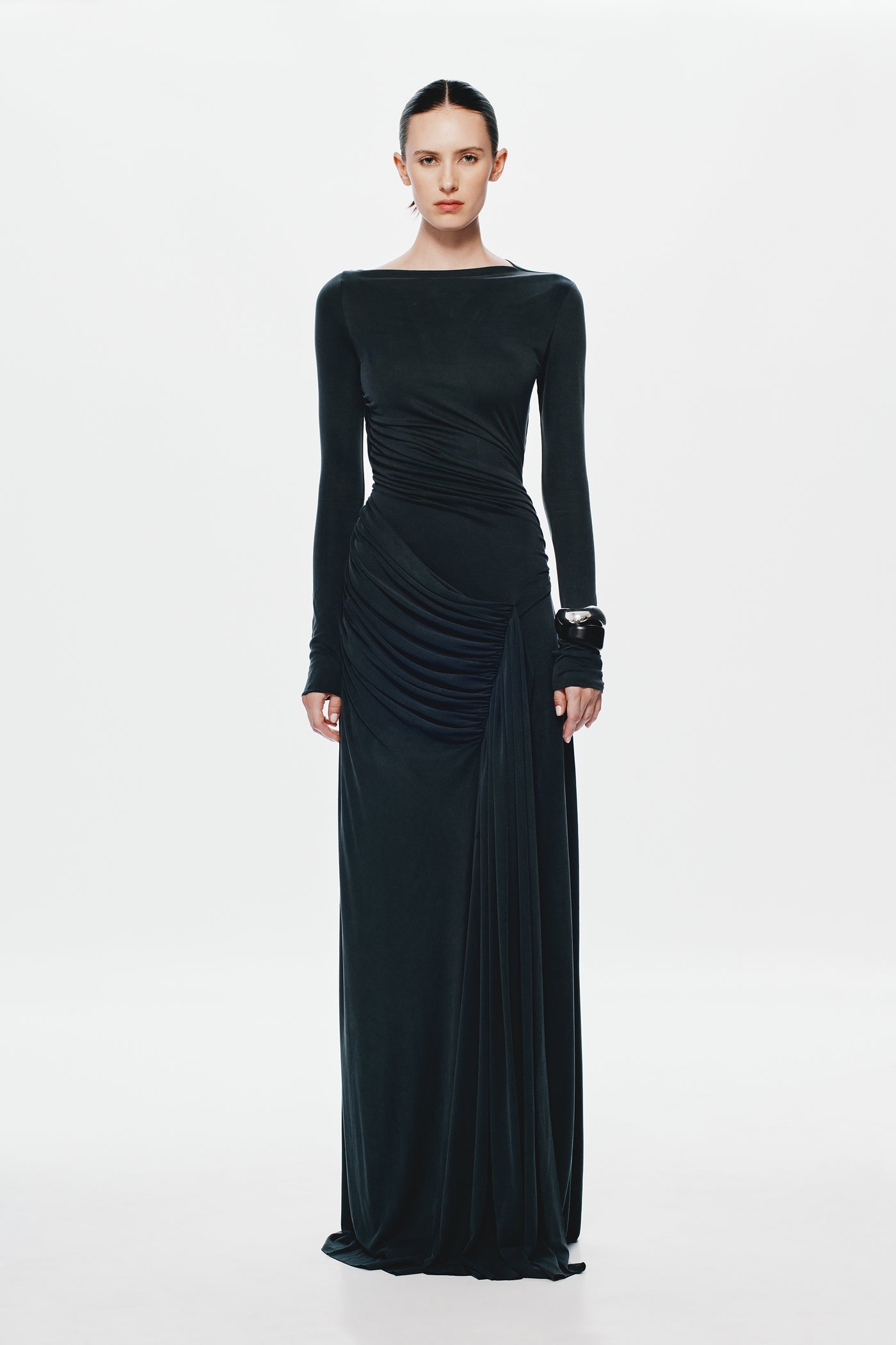 THE 'GLACIER' CUPRO LONG SLEEVE DRESS