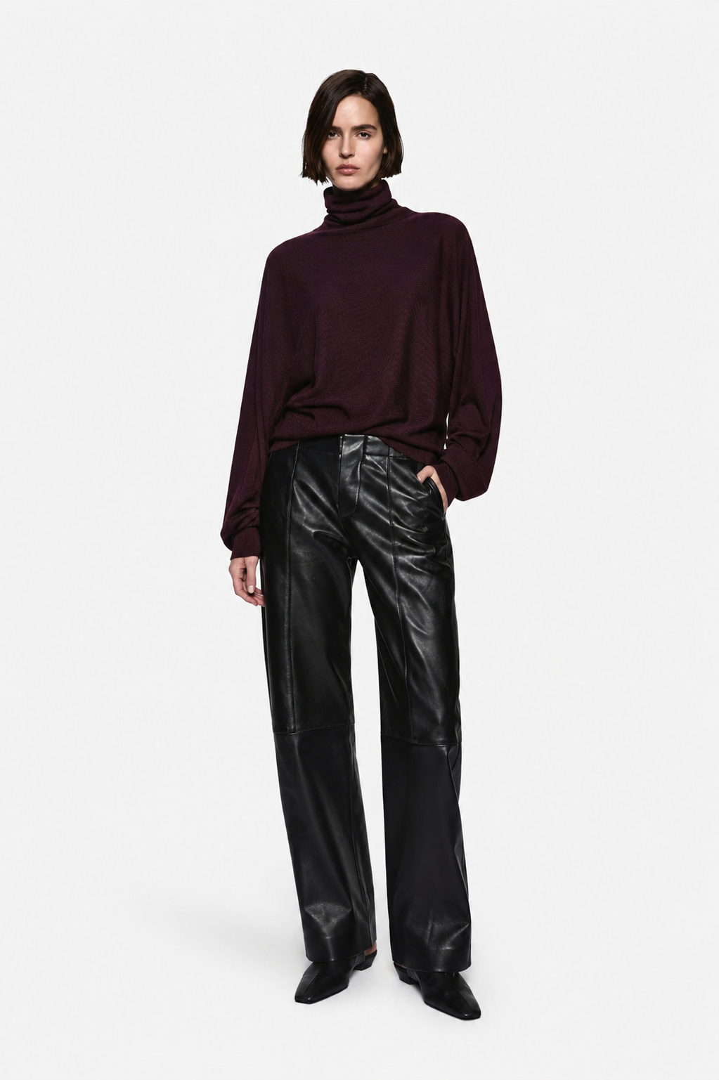 BOWED LEATHER PANT