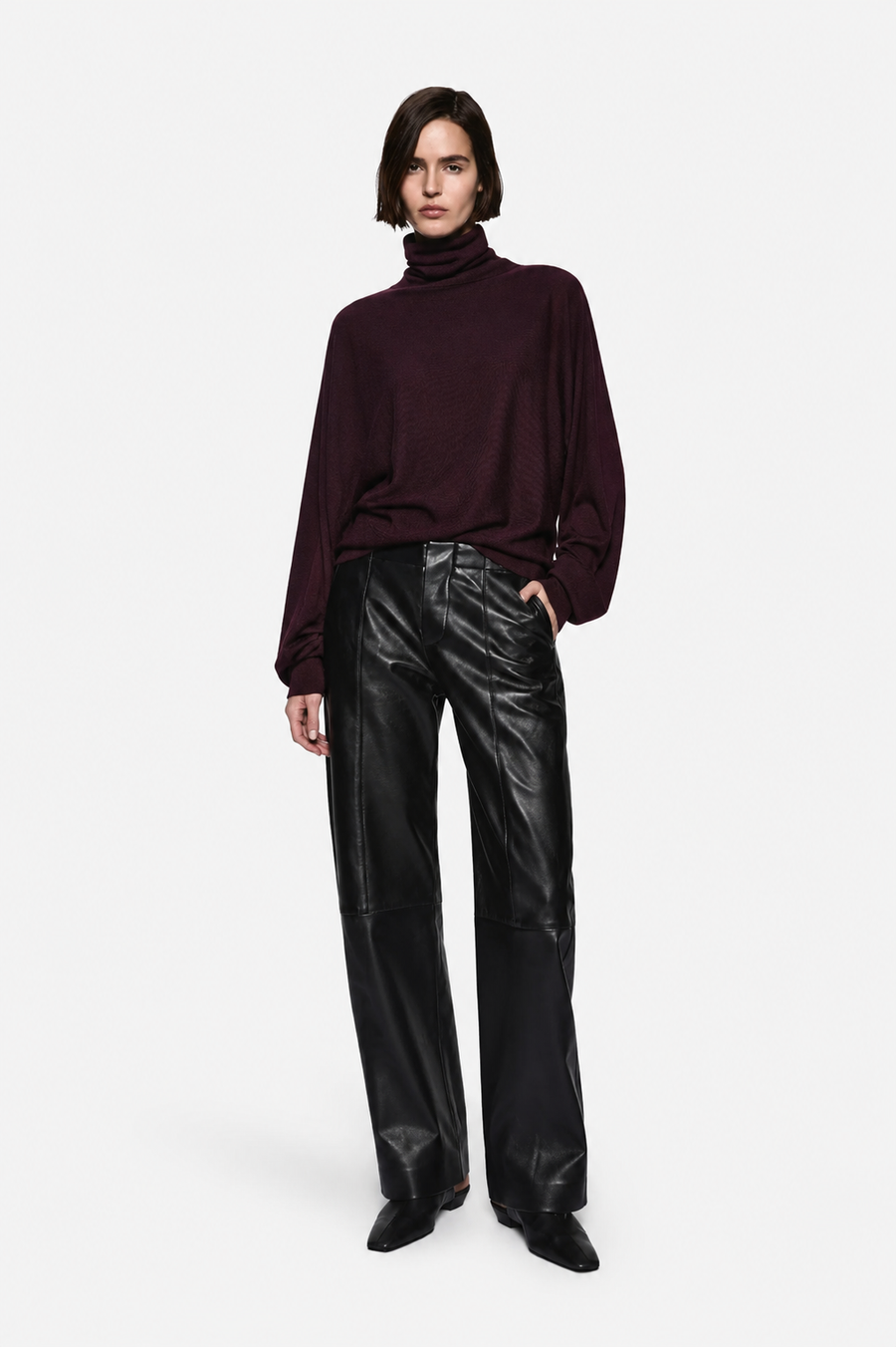 BOWED LEATHER PANT