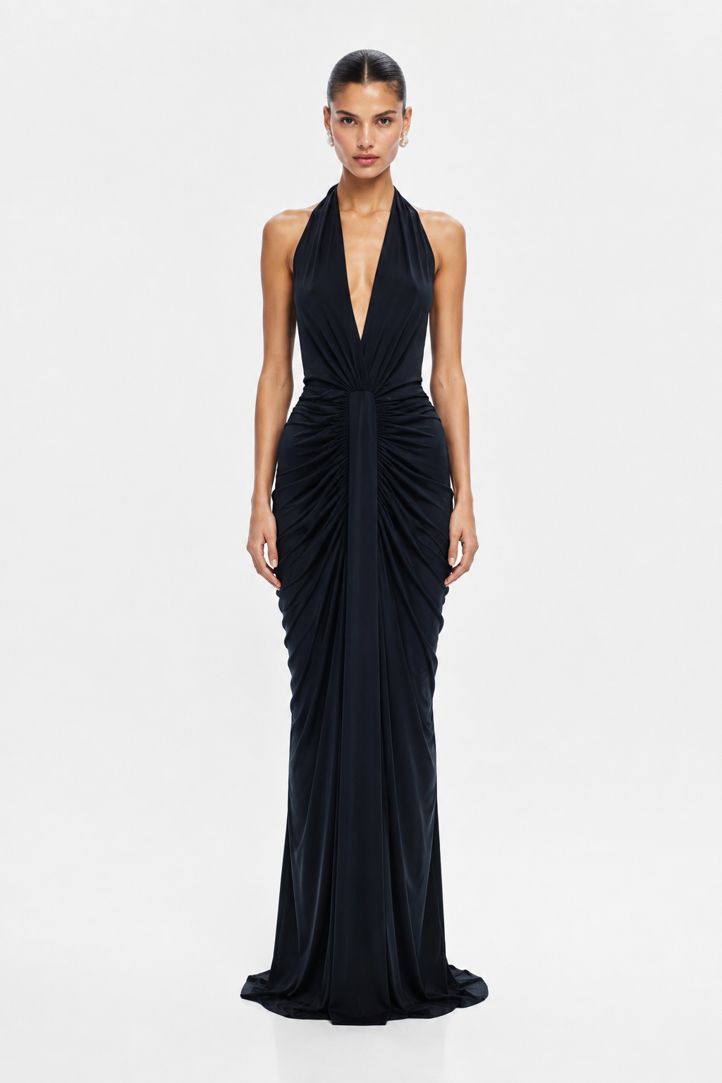THE VENUS GATHERED CUPRO DRESS