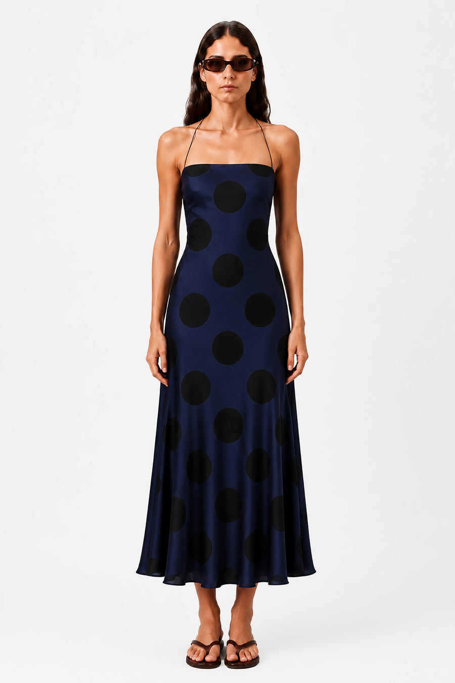 CELINE POLKA DOT BIAS MIDI DRESS
