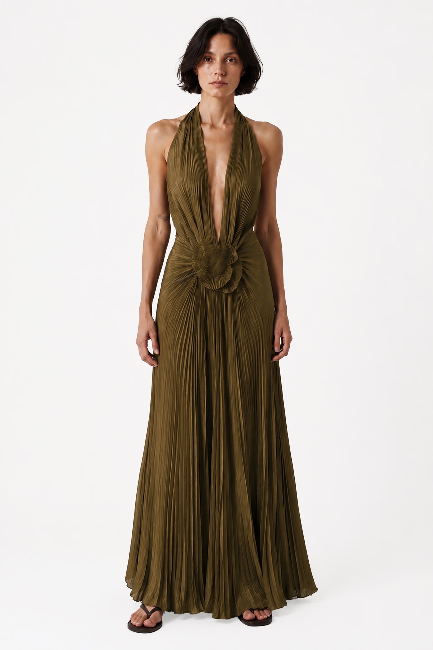 AURELIA PLISSÉ HALTER GOWN