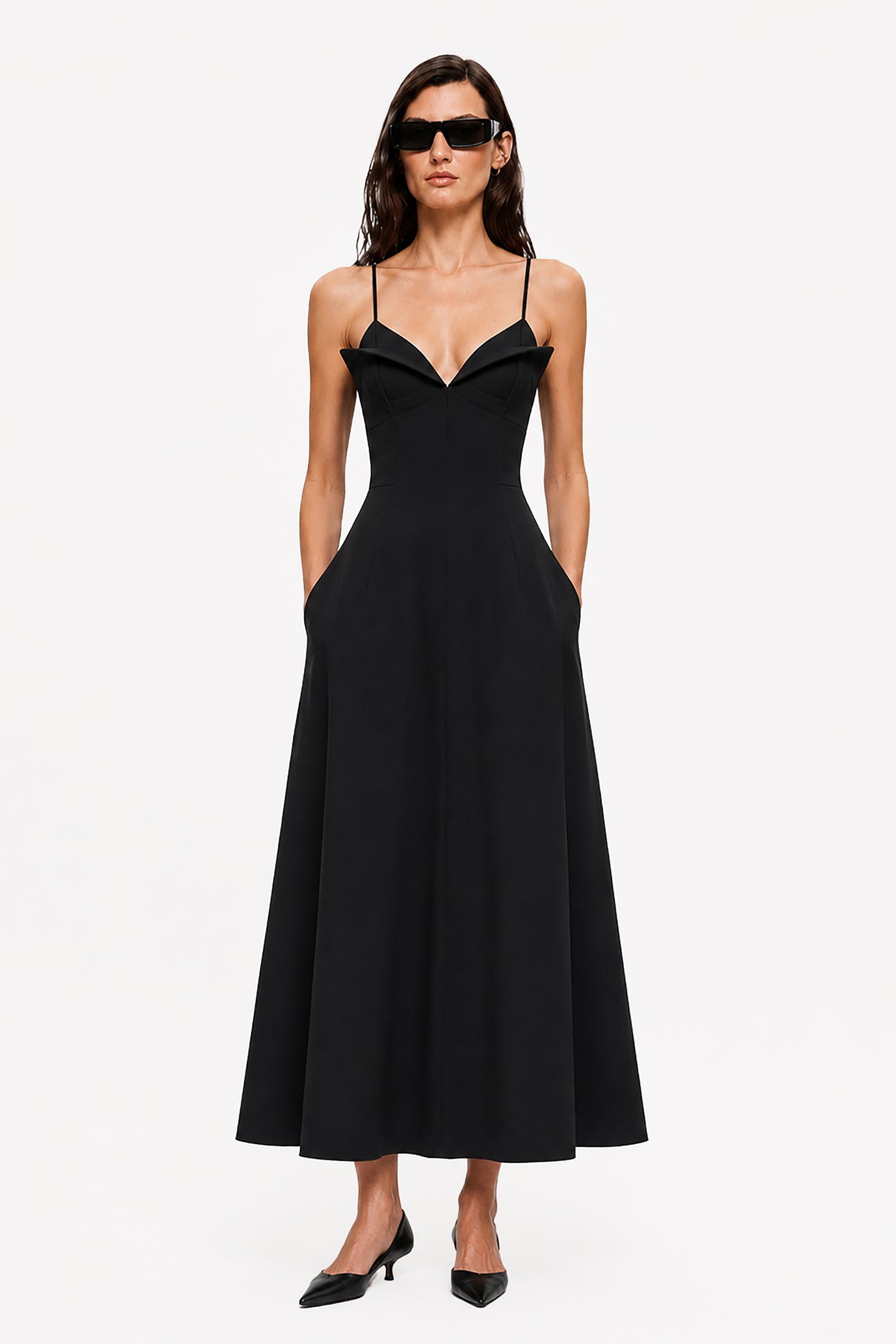 CELESTE CREPE MIDI DRESS