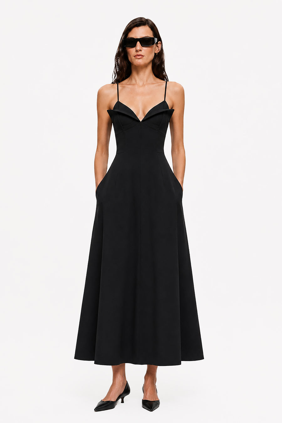 CELESTE CREPE MIDI DRESS