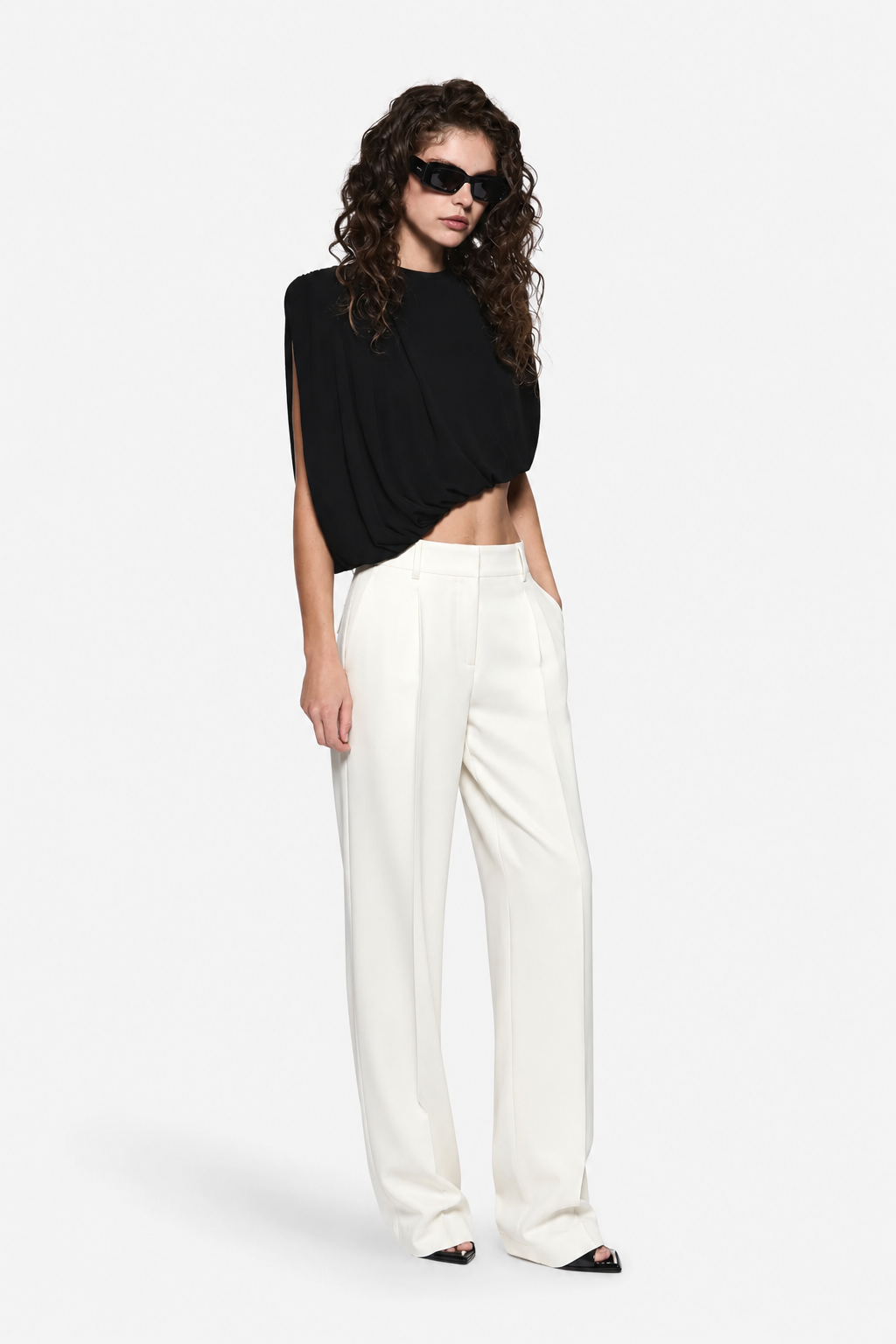 LIRIA JERSEY DRAPED TOP