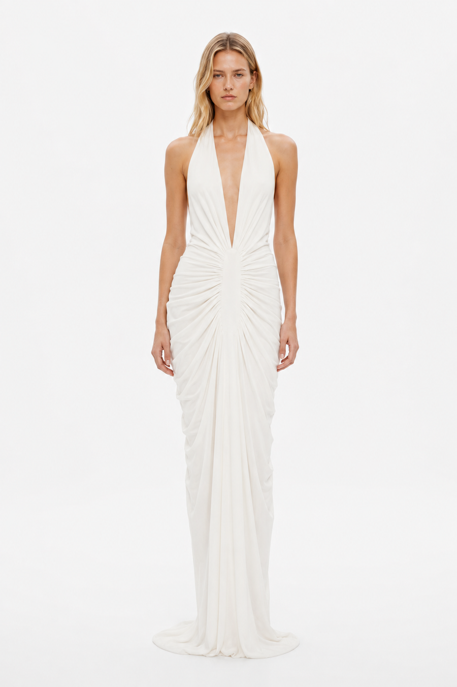 THE VENUS GATHERED CUPRO DRESS