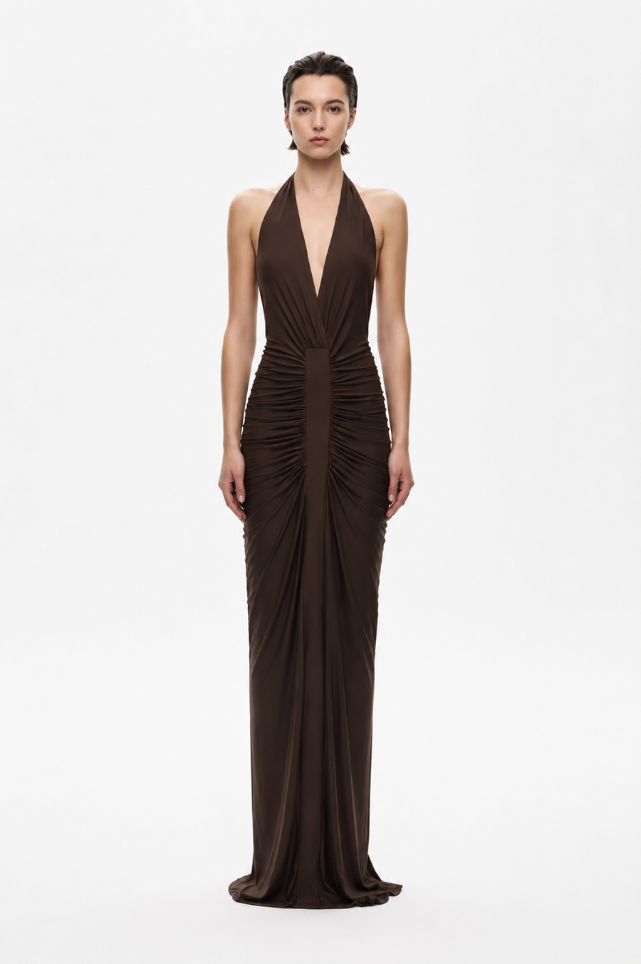THE VENUS GATHERED CUPRO DRESS