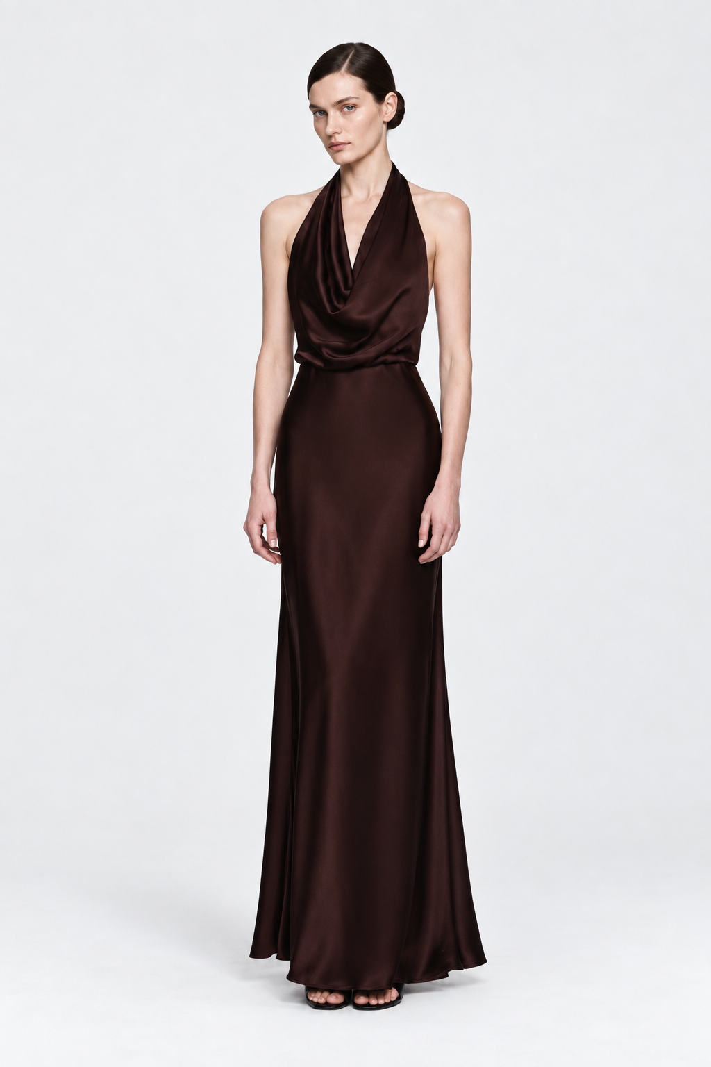 ACETATE COWL NECK DRESS