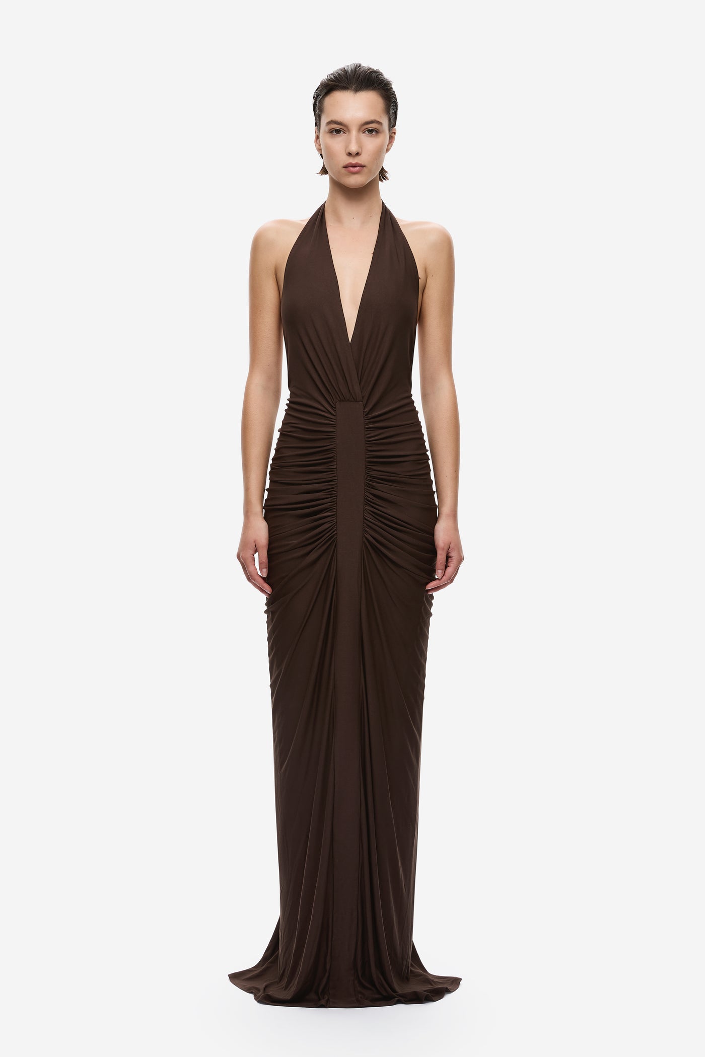 THE VENUS GATHERED CUPRO DRESS