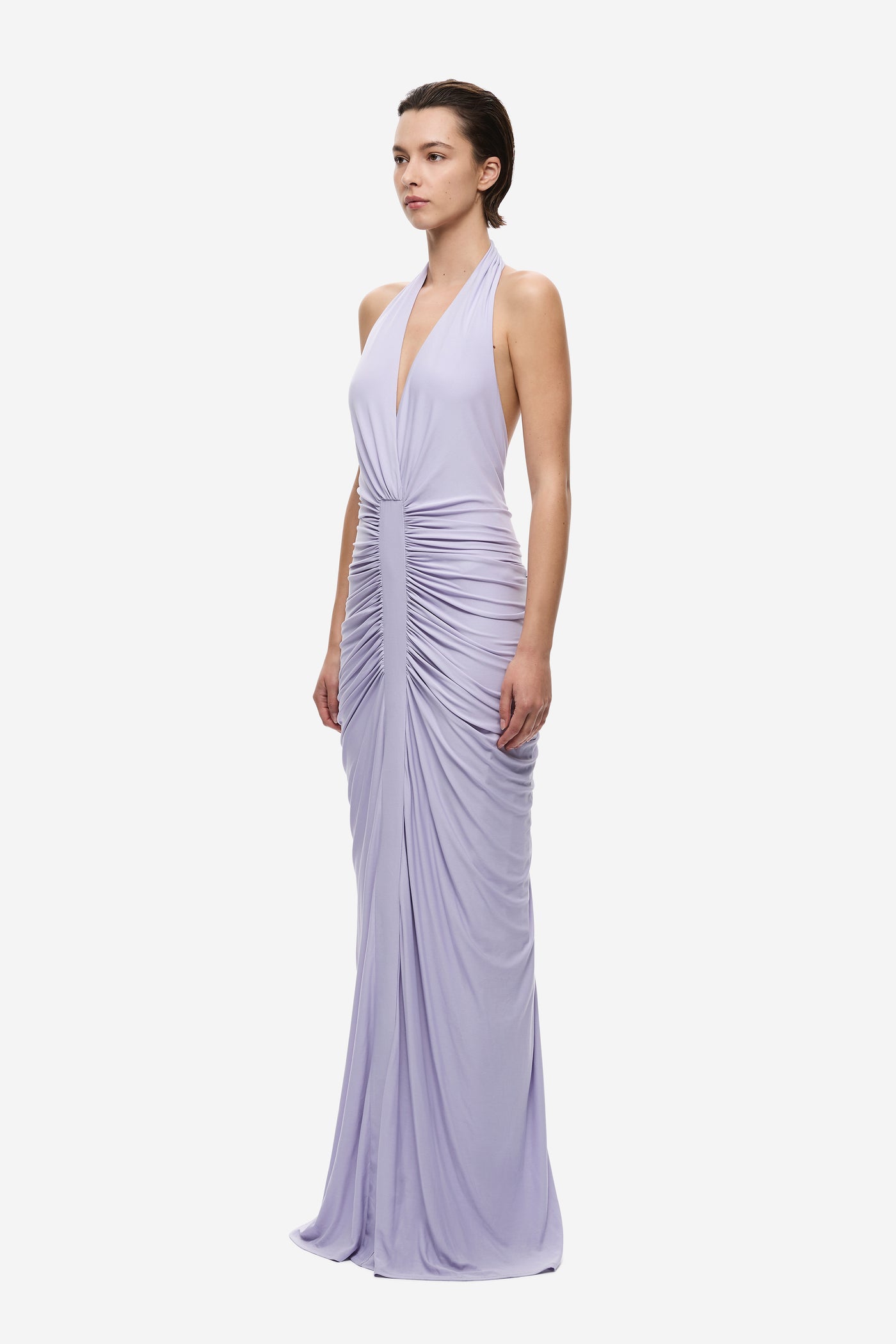 THE VENUS GATHERED CUPRO DRESS