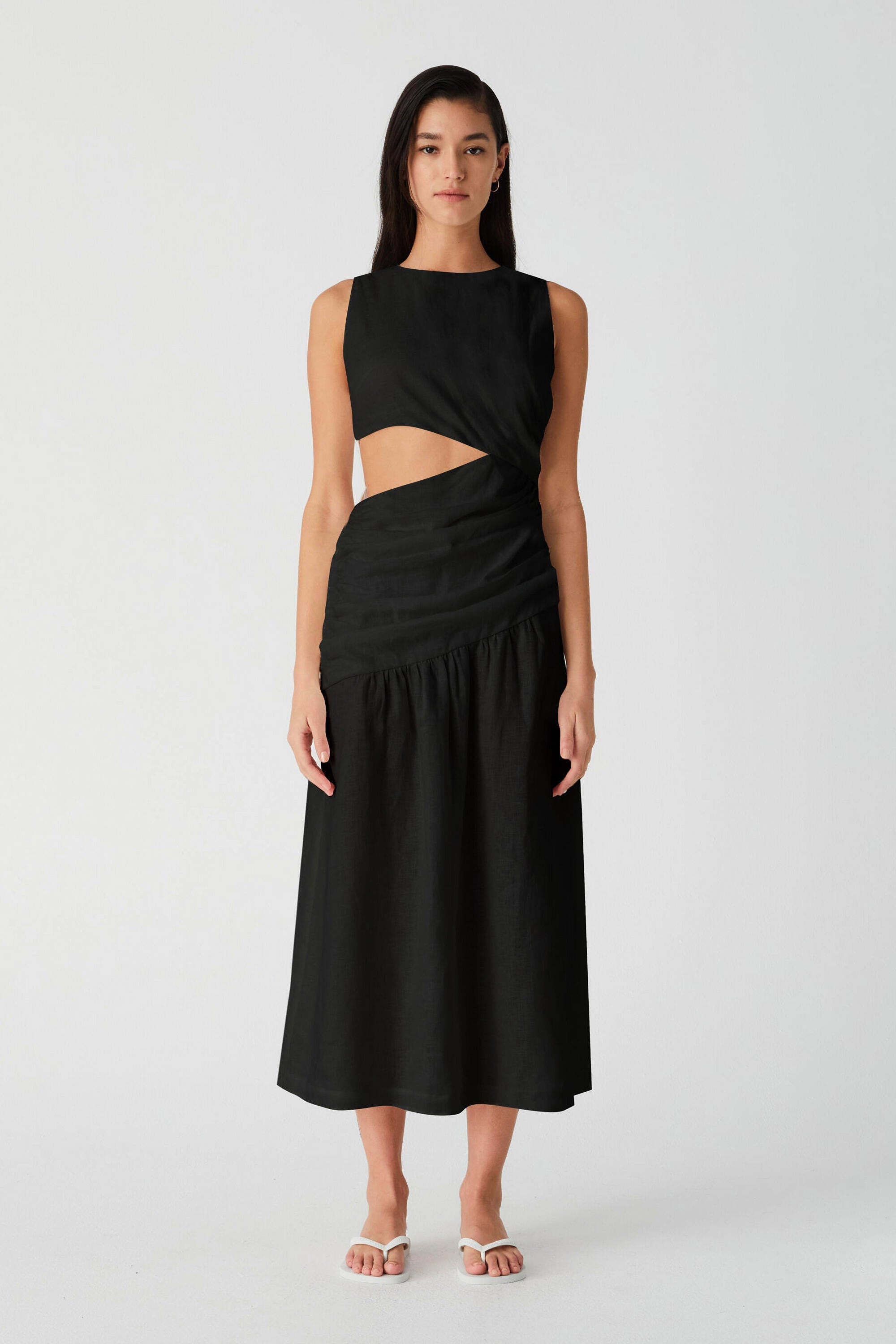 FRITHA LINEN MIDI DRESS