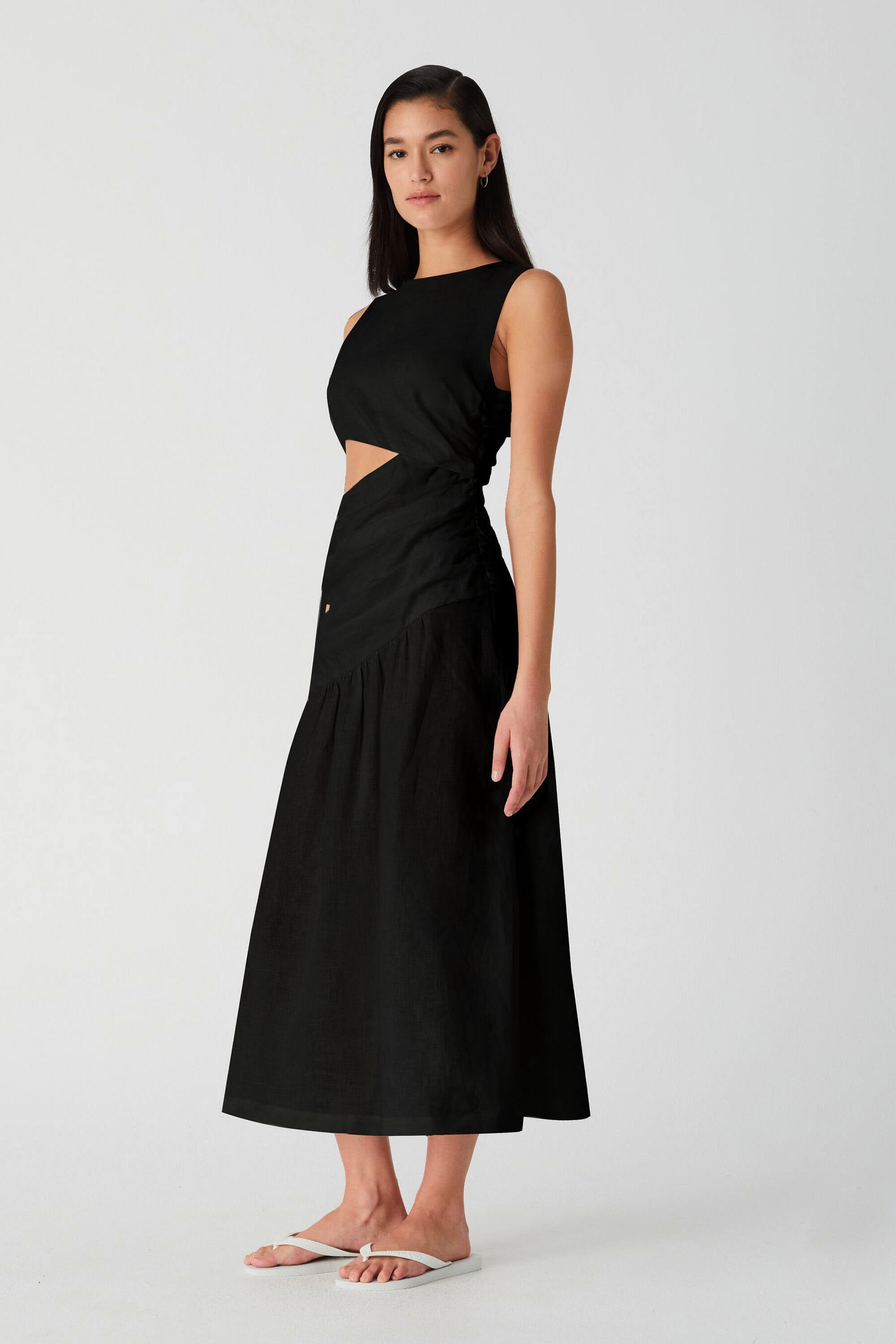 FRITHA LINEN MIDI DRESS