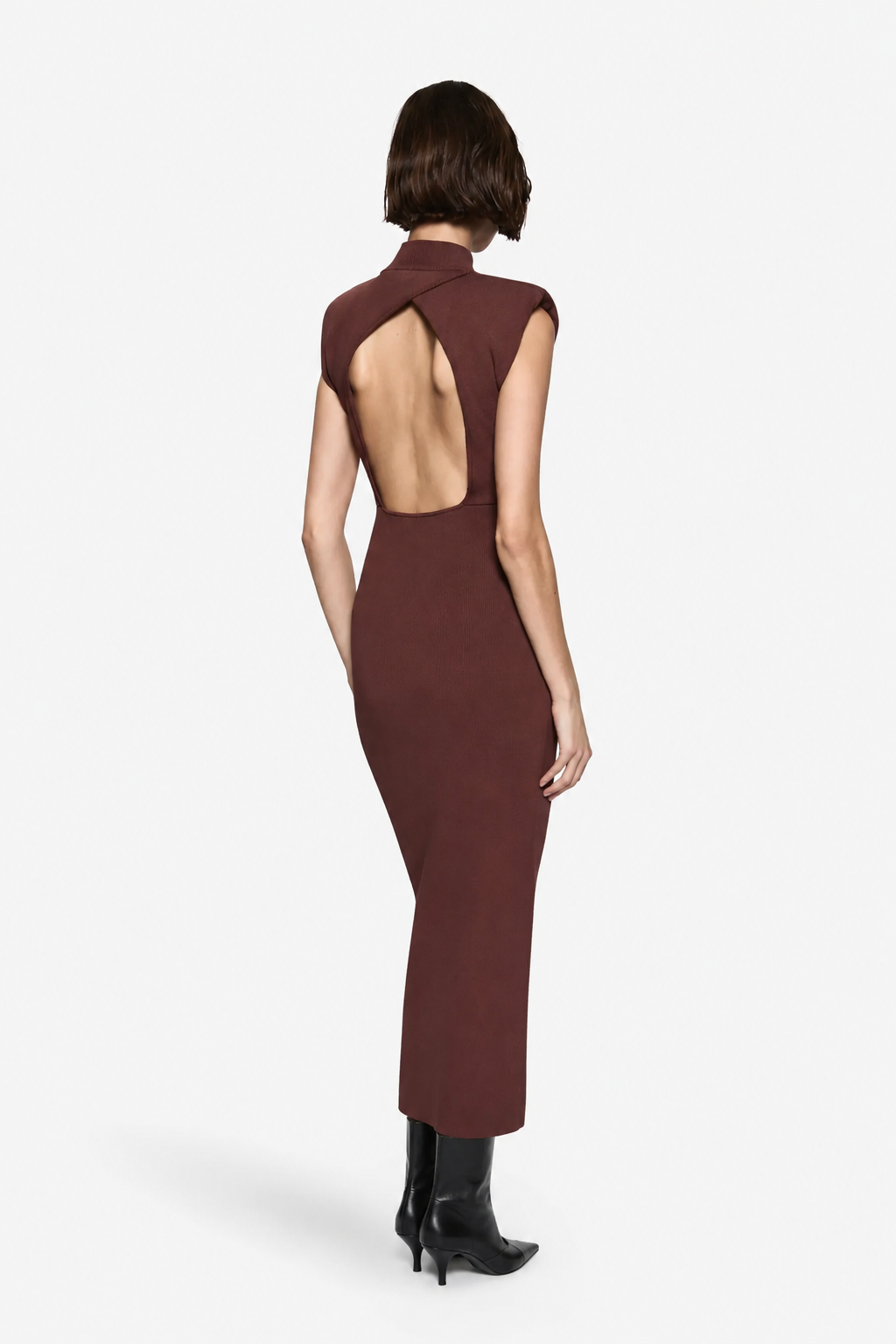 PADDED SHOULDER COMPACT KNIT DRESS