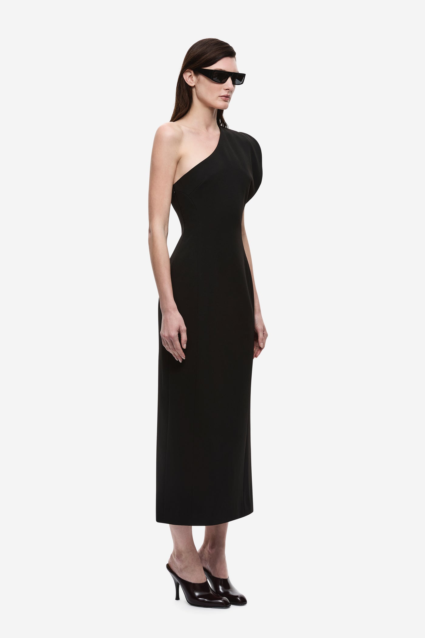 THE SCULPTED ONE SHOULDER MIDI DRESS
