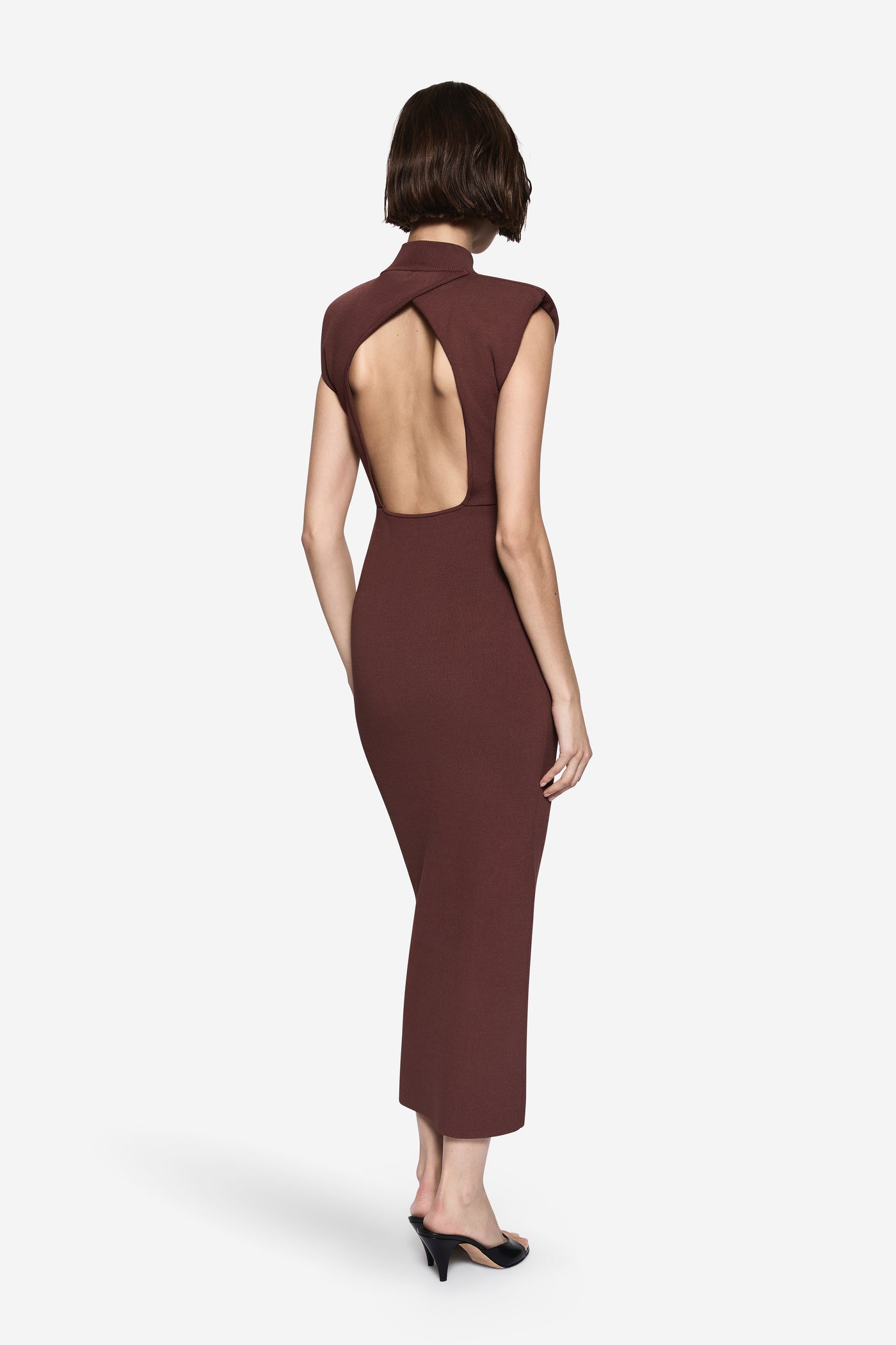 PADDED SHOULDER COMPACT KNIT DRESS