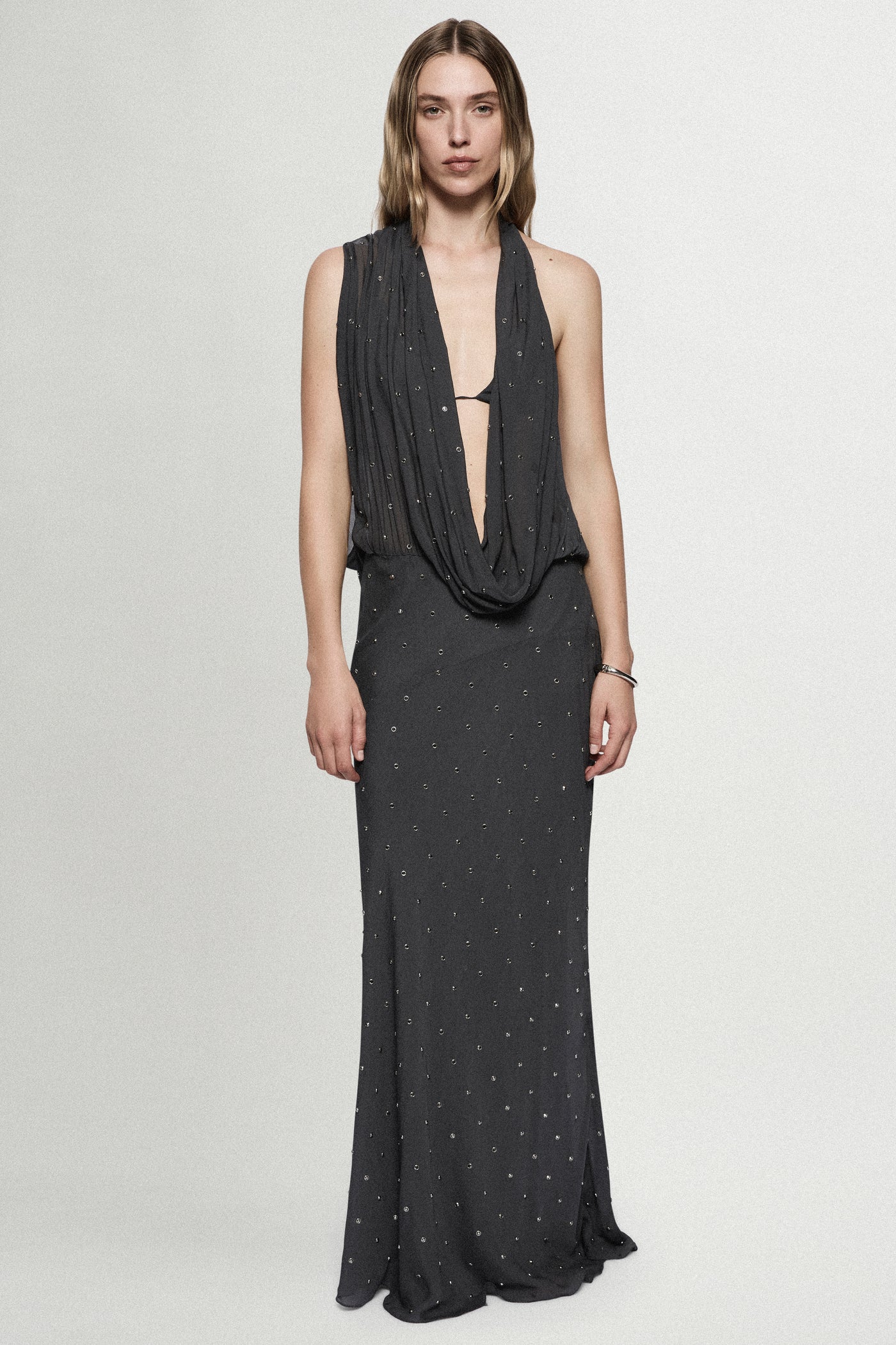 RHINESTONE COWL GOWN