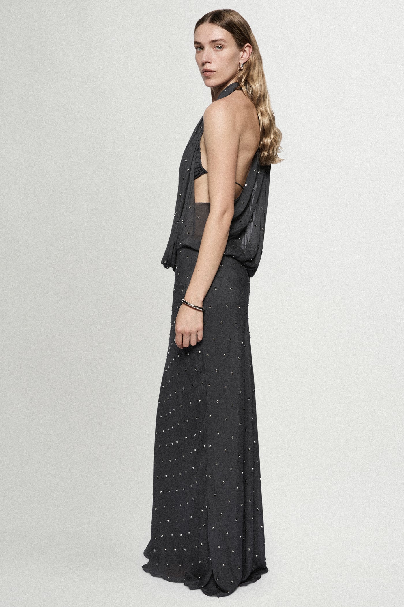 RHINESTONE COWL GOWN