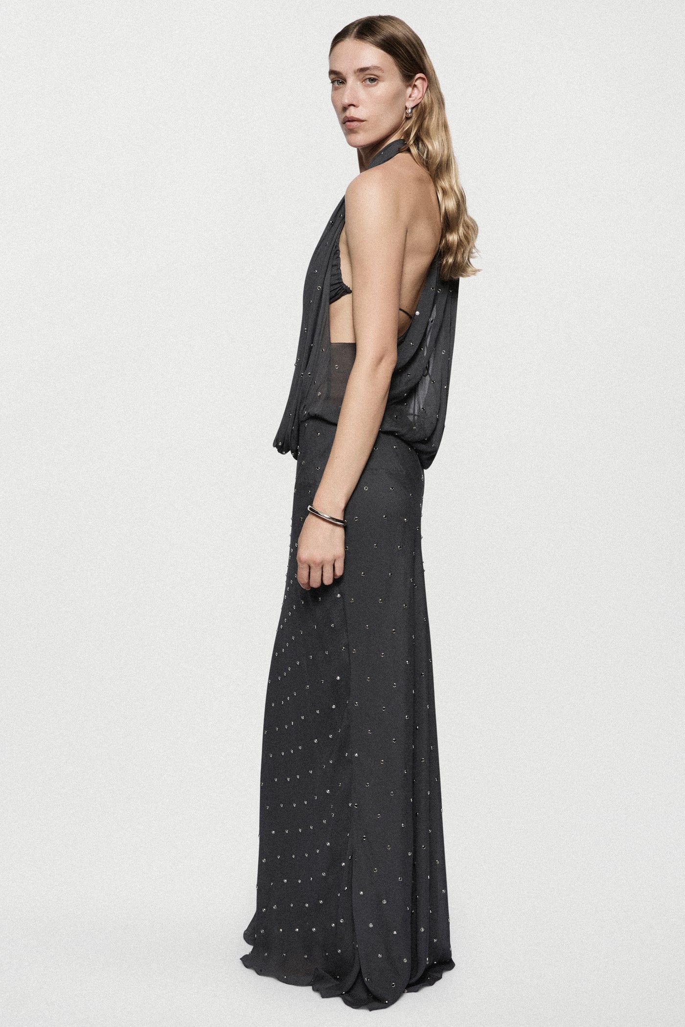 RHINESTONE COWL GOWN