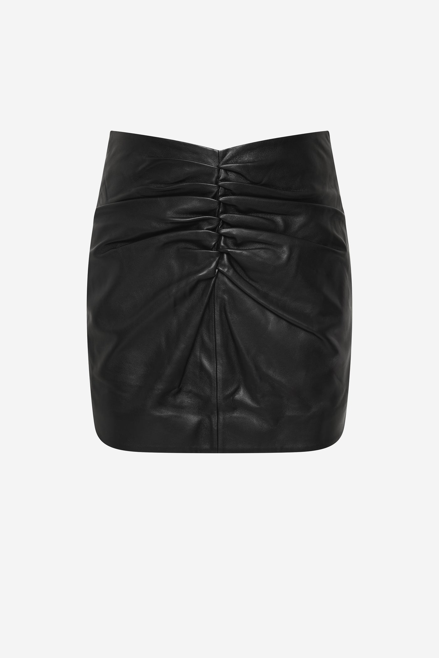 THE RUCHED LEATHER MINI SKIRT