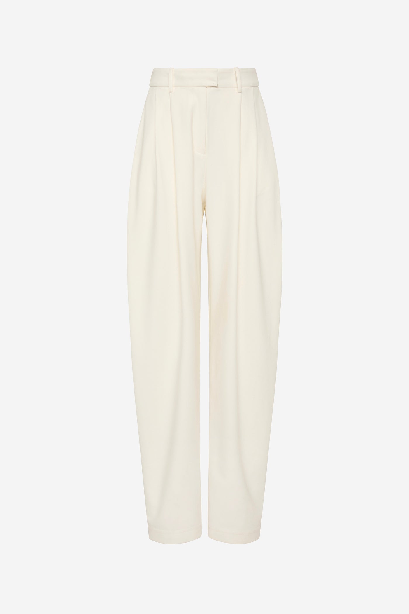 THE MEZZALUNA PLEATED BARREL LEG TROUSER