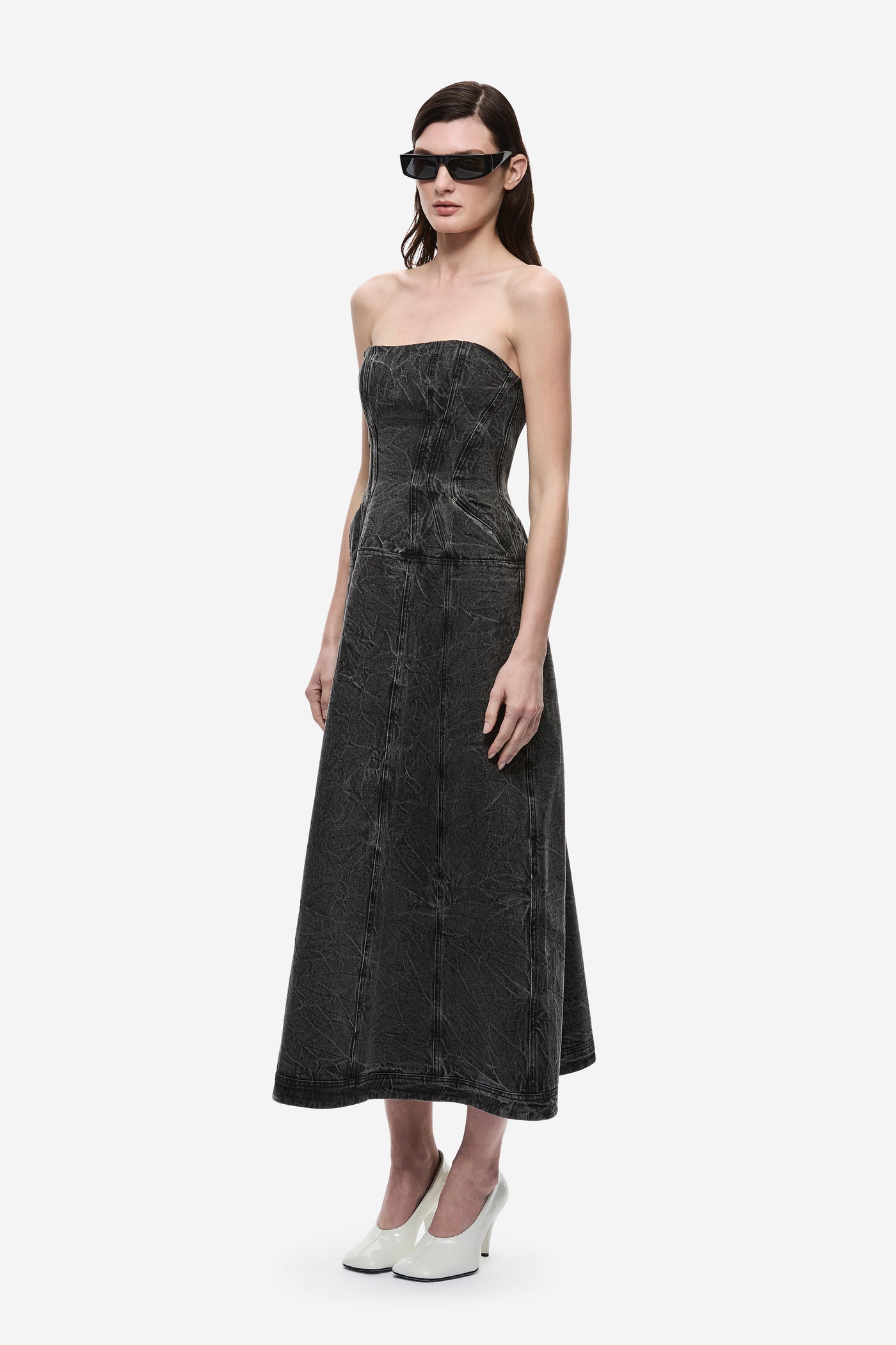 THE SCULPTED DENIM MIDI DRESS