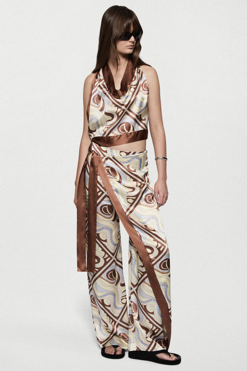 PRINTED SILK TROUSER