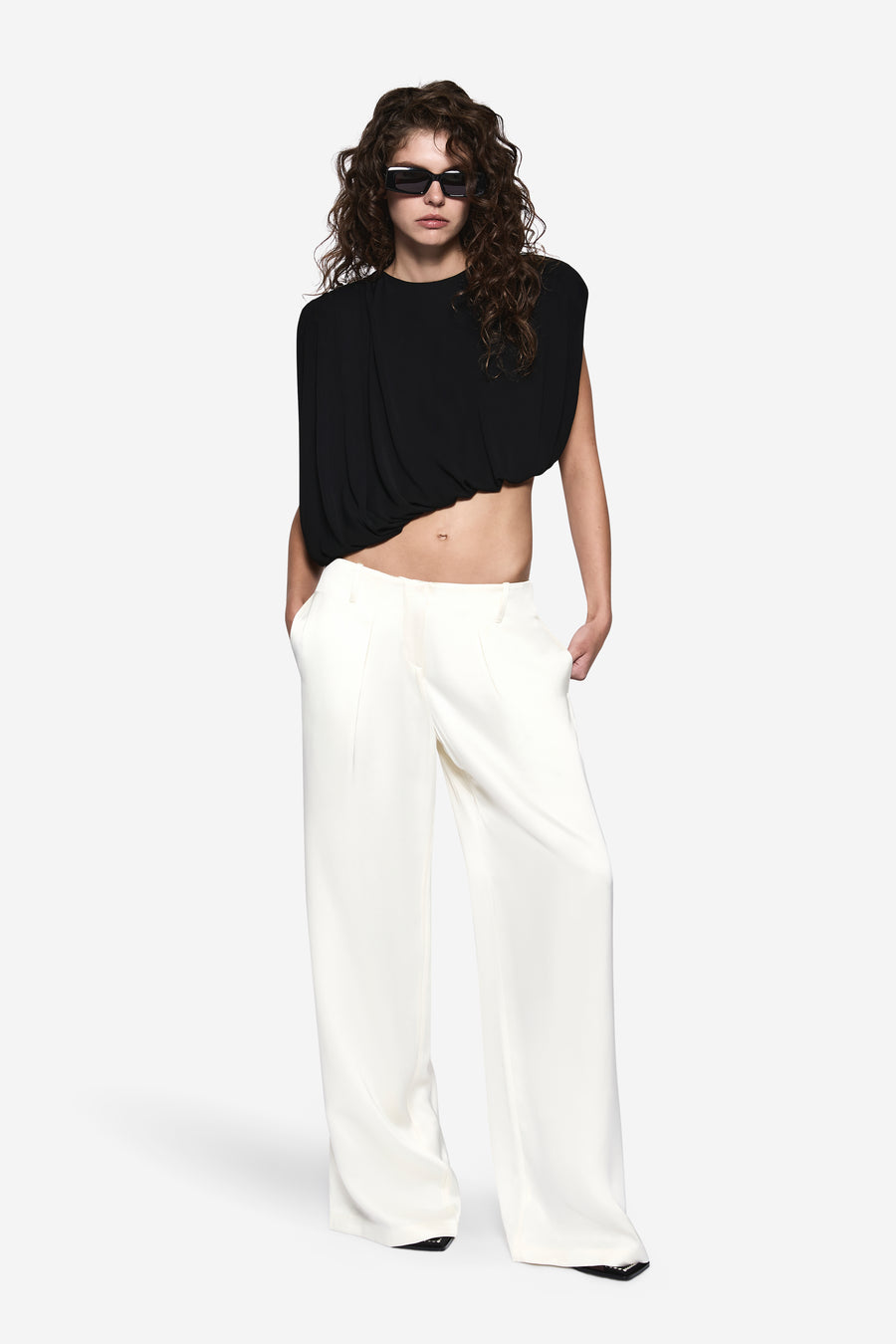 LIRIA JERSEY DRAPED TOP