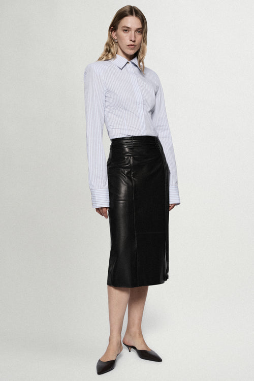 LEATHER MIDI SKIRT
