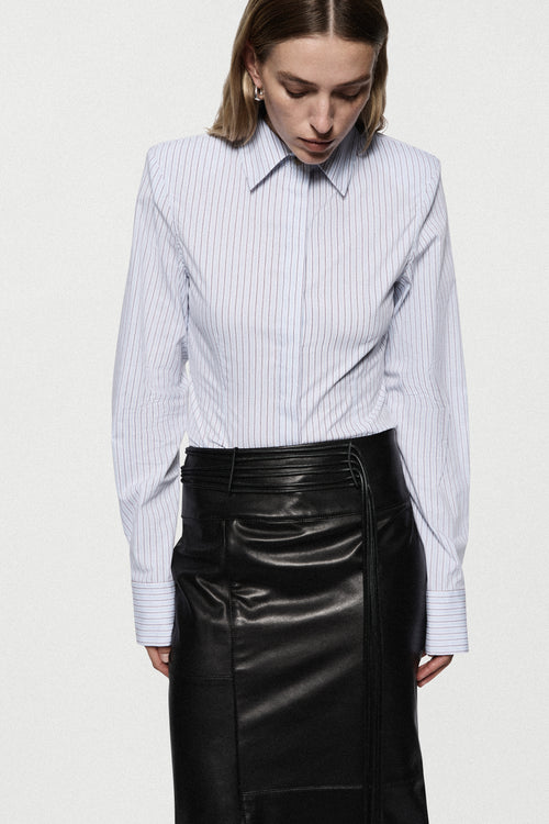 LEATHER MIDI SKIRT
