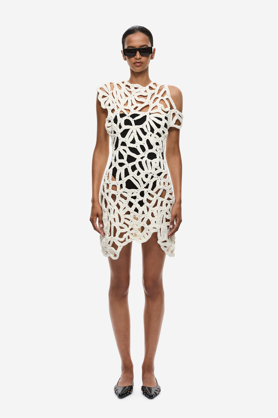 THE HAND WOVEN CROCHET MINI DRESS