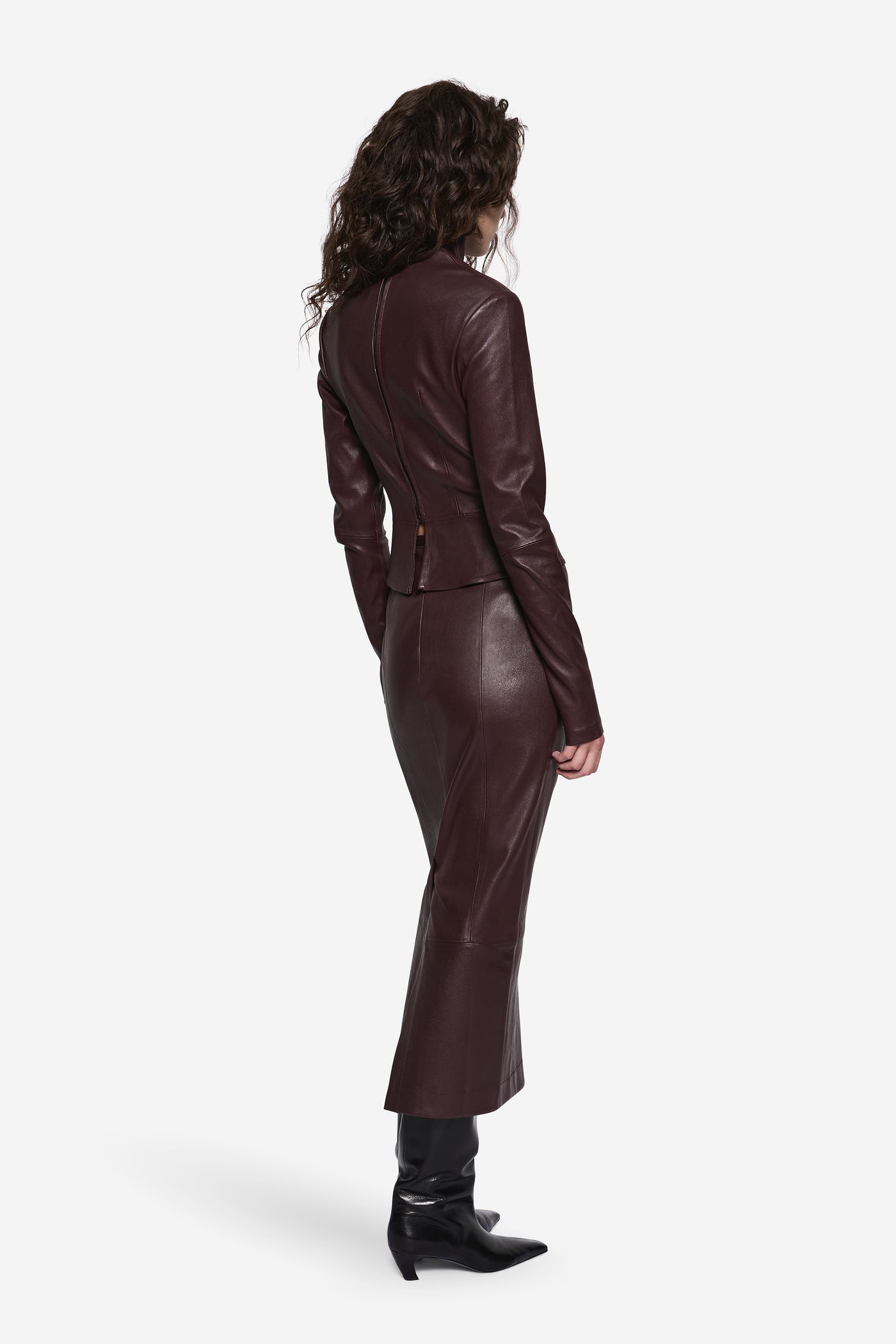 STRETCH LEATHER LONG SLEEVE TOP
