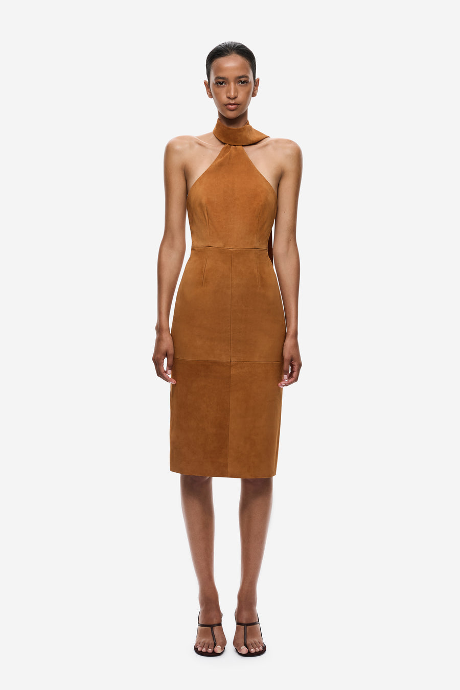 THE 'SASH' LEATHER MIDI DRESS