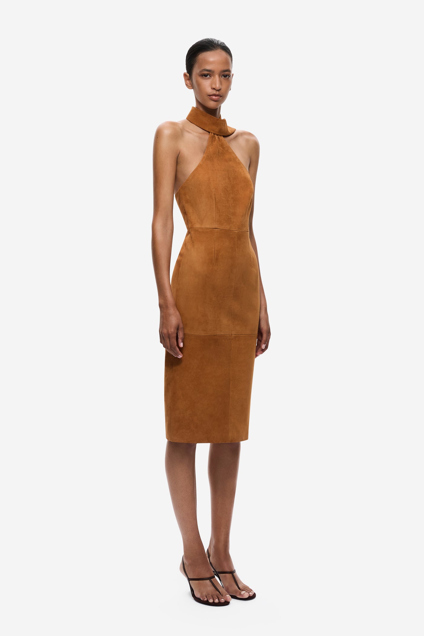 THE 'SASH' LEATHER MIDI DRESS