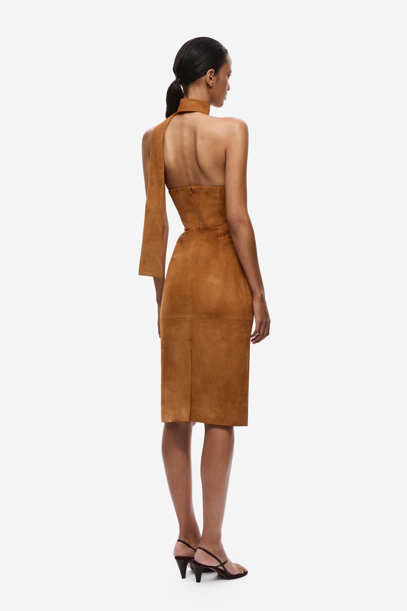 THE 'SASH' LEATHER MIDI DRESS