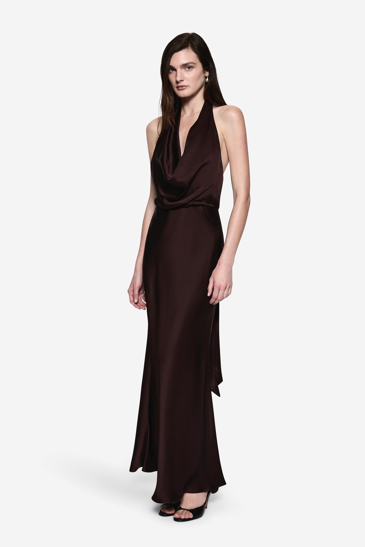 ACETATE COWL NECK DRESS