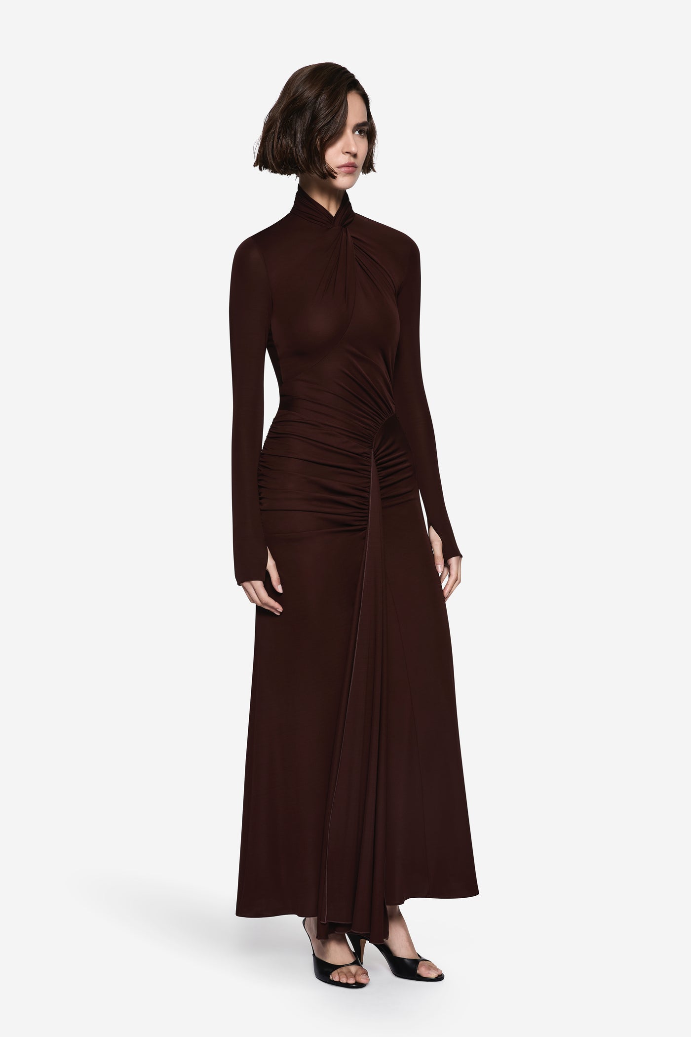 TWIST JERSEY LONG SLEEVE DRESS