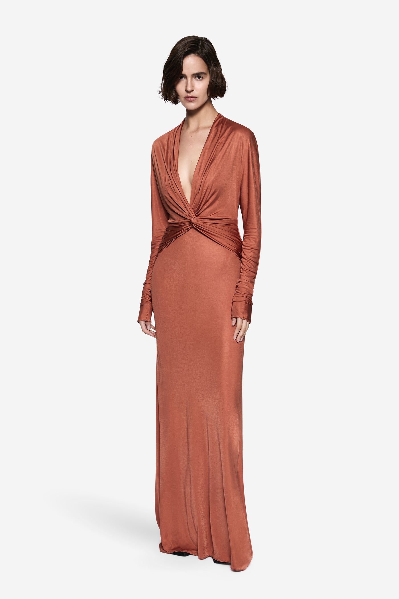 TWIST JERSEY LONG SLEEVE DRESS