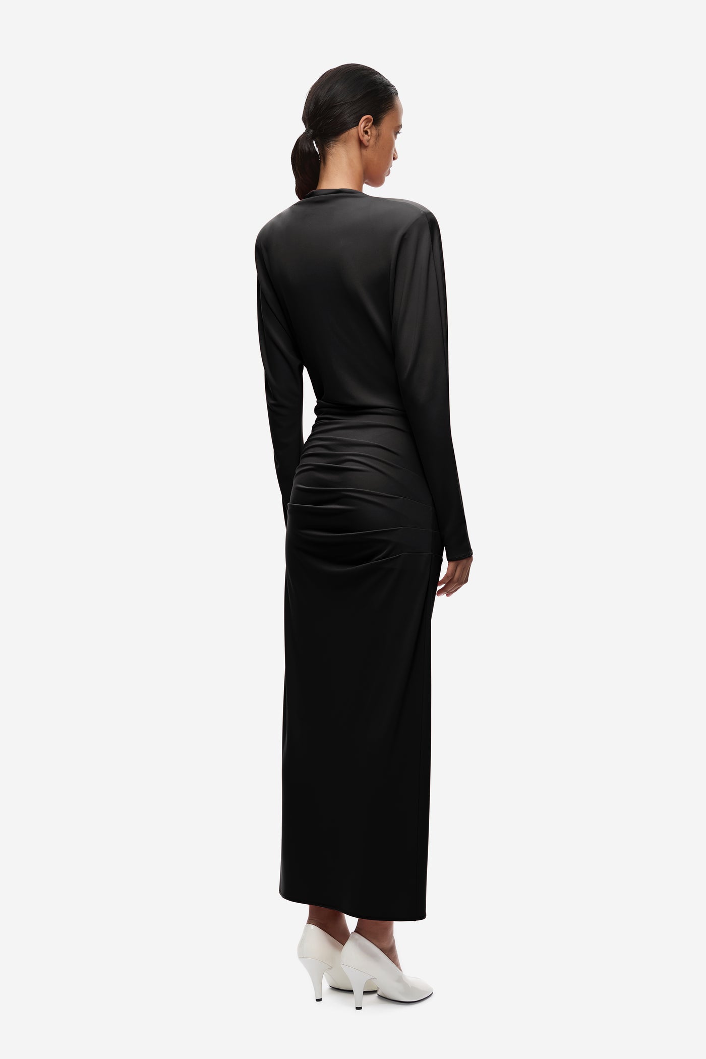 THE BATWING JERSEY DRAPED MIDI DRESS