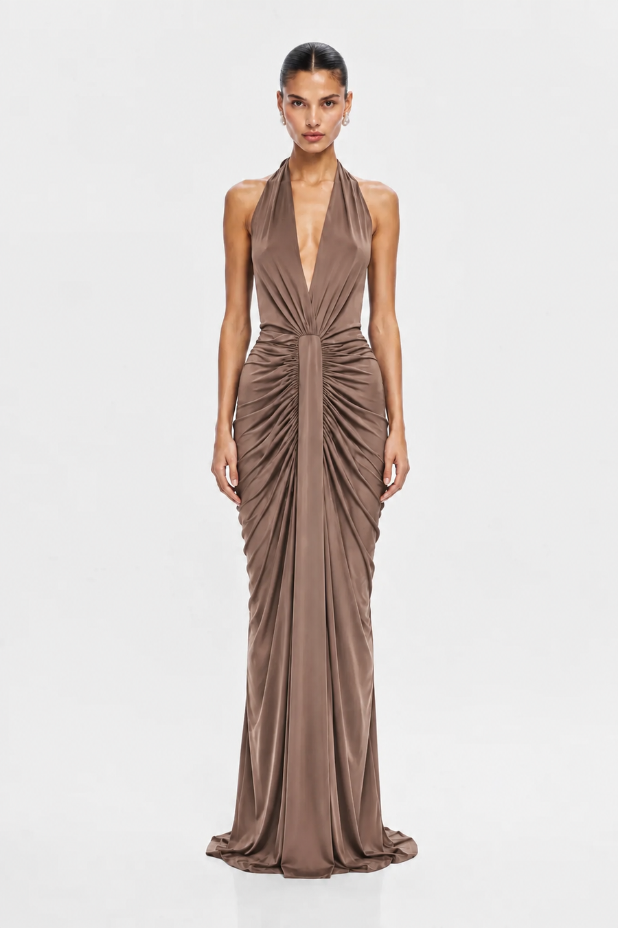 THE VENUS GATHERED CUPRO DRESS