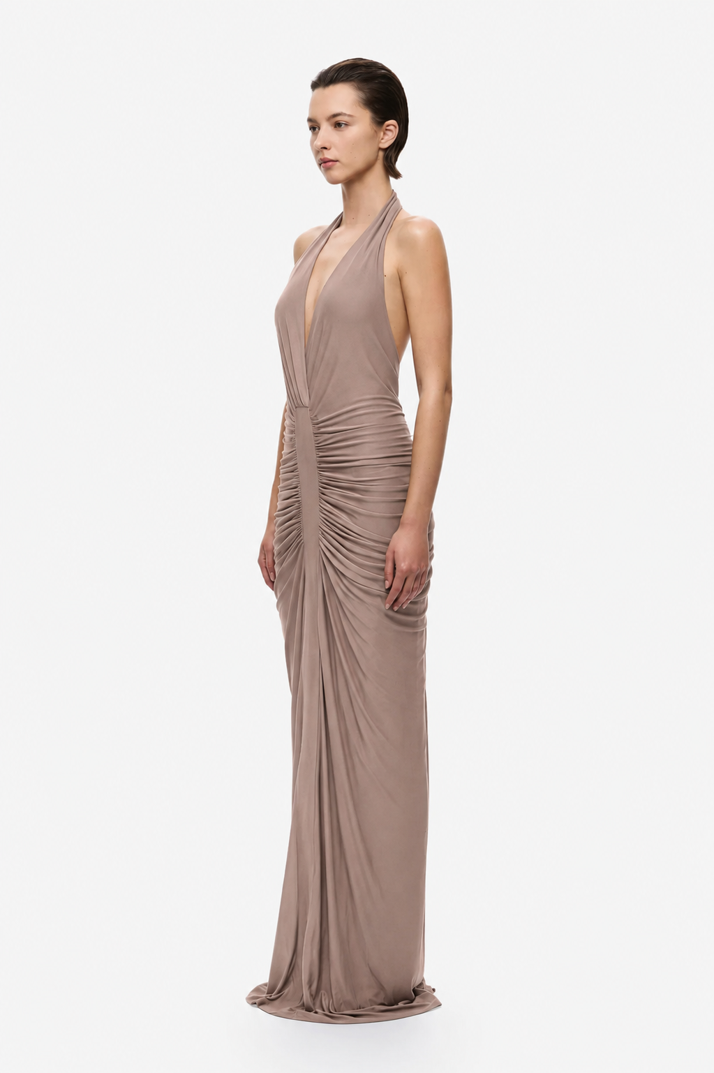 THE VENUS GATHERED CUPRO DRESS