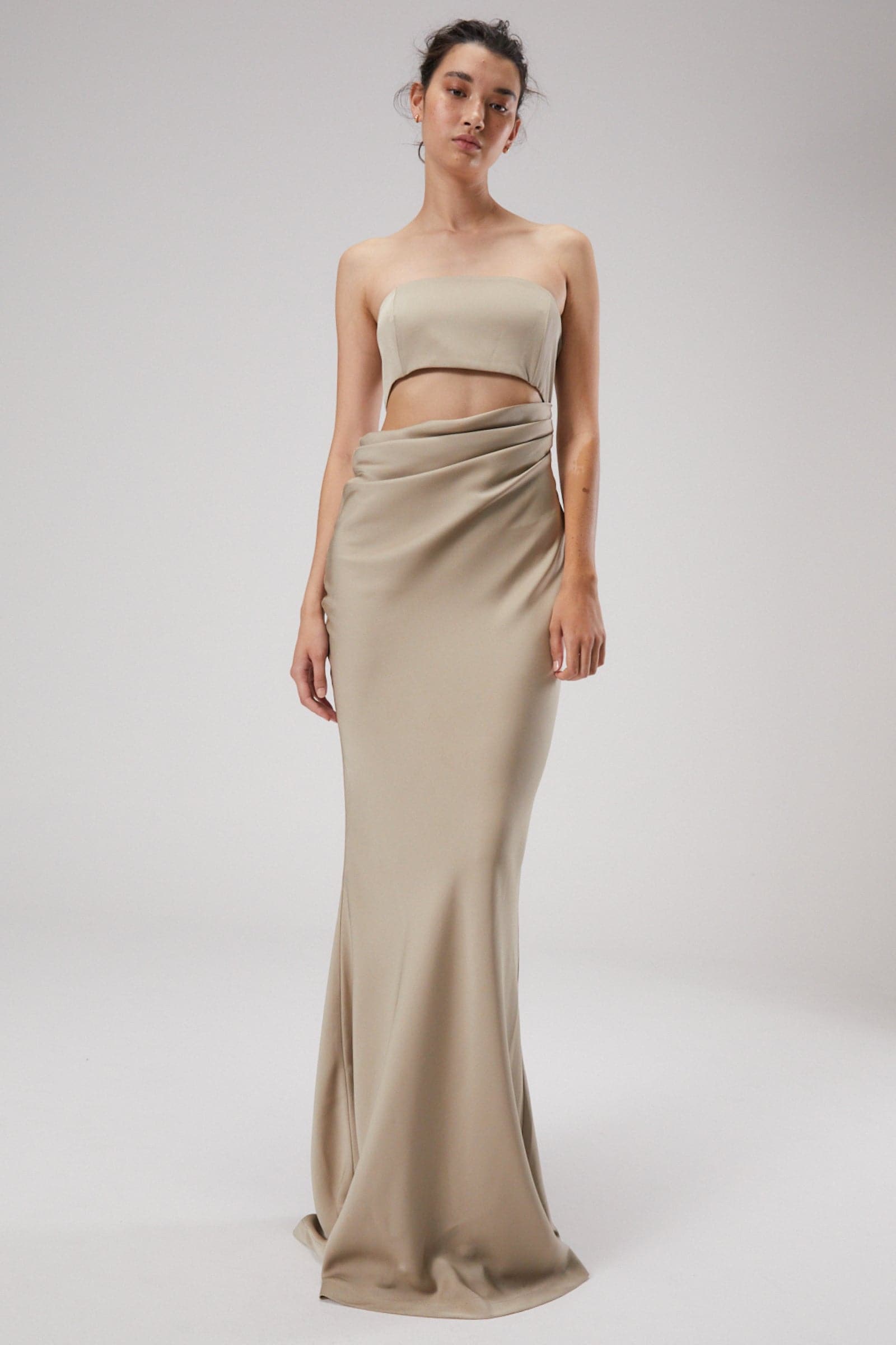 BLOSSOM SATIN GOWN-SAGE / XXS Misha