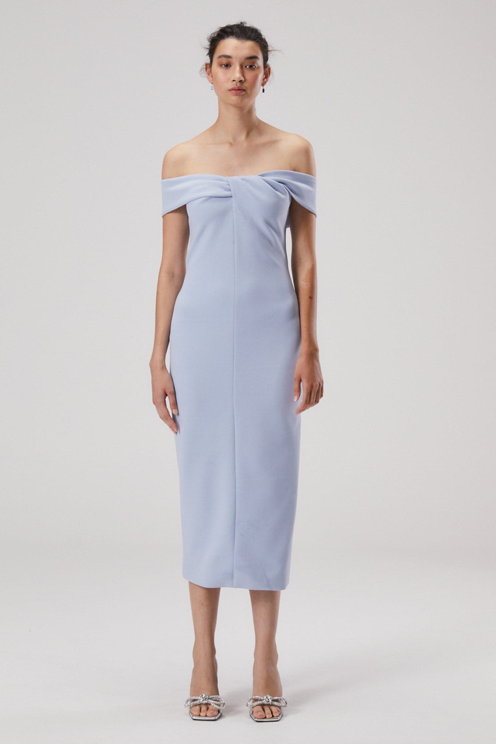 IVY CREPE MIDI DRESS-DUSTY BLUE / XXS Misha