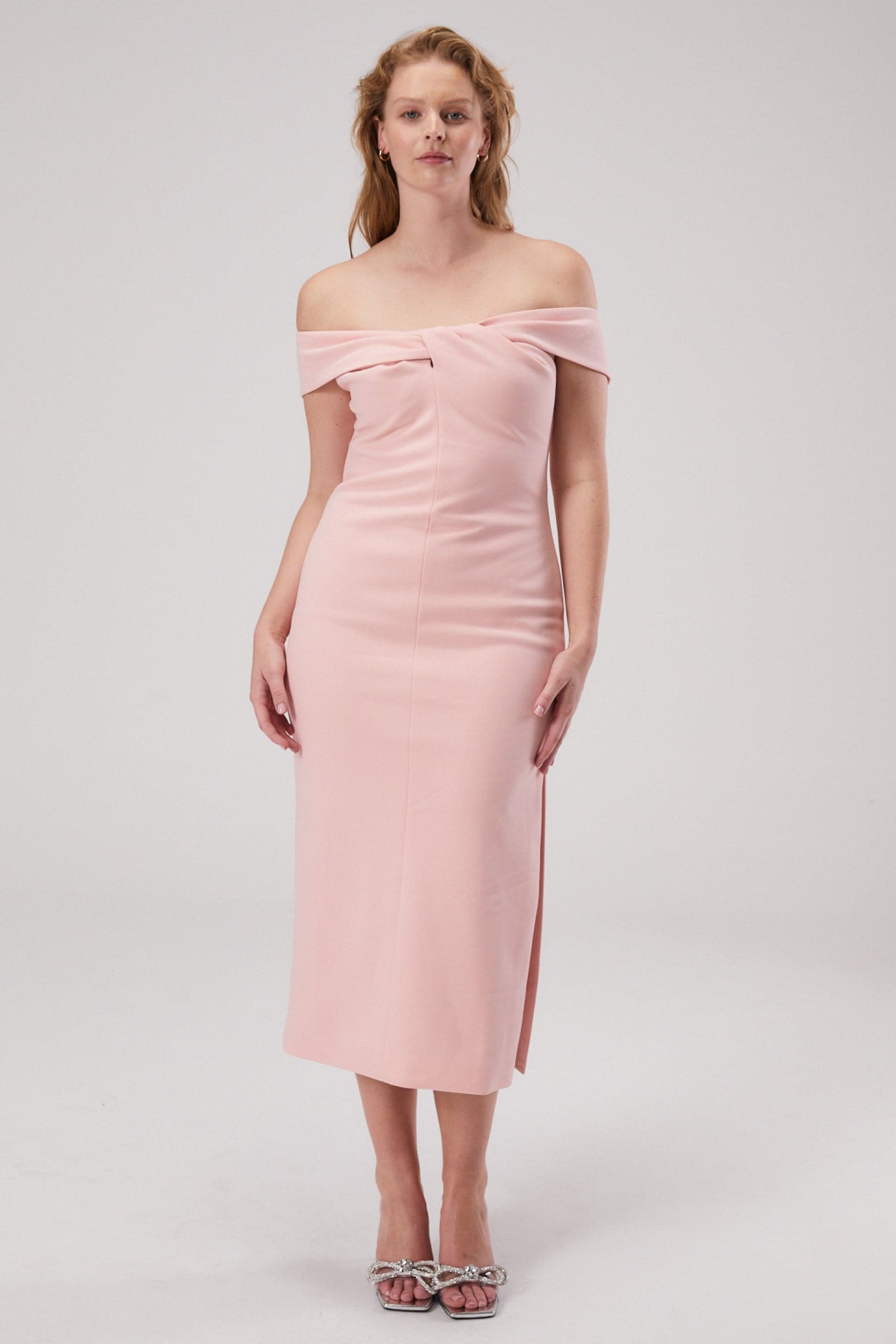 IVY CREPE MIDI DRESS-SHELL PINK / XXS Misha