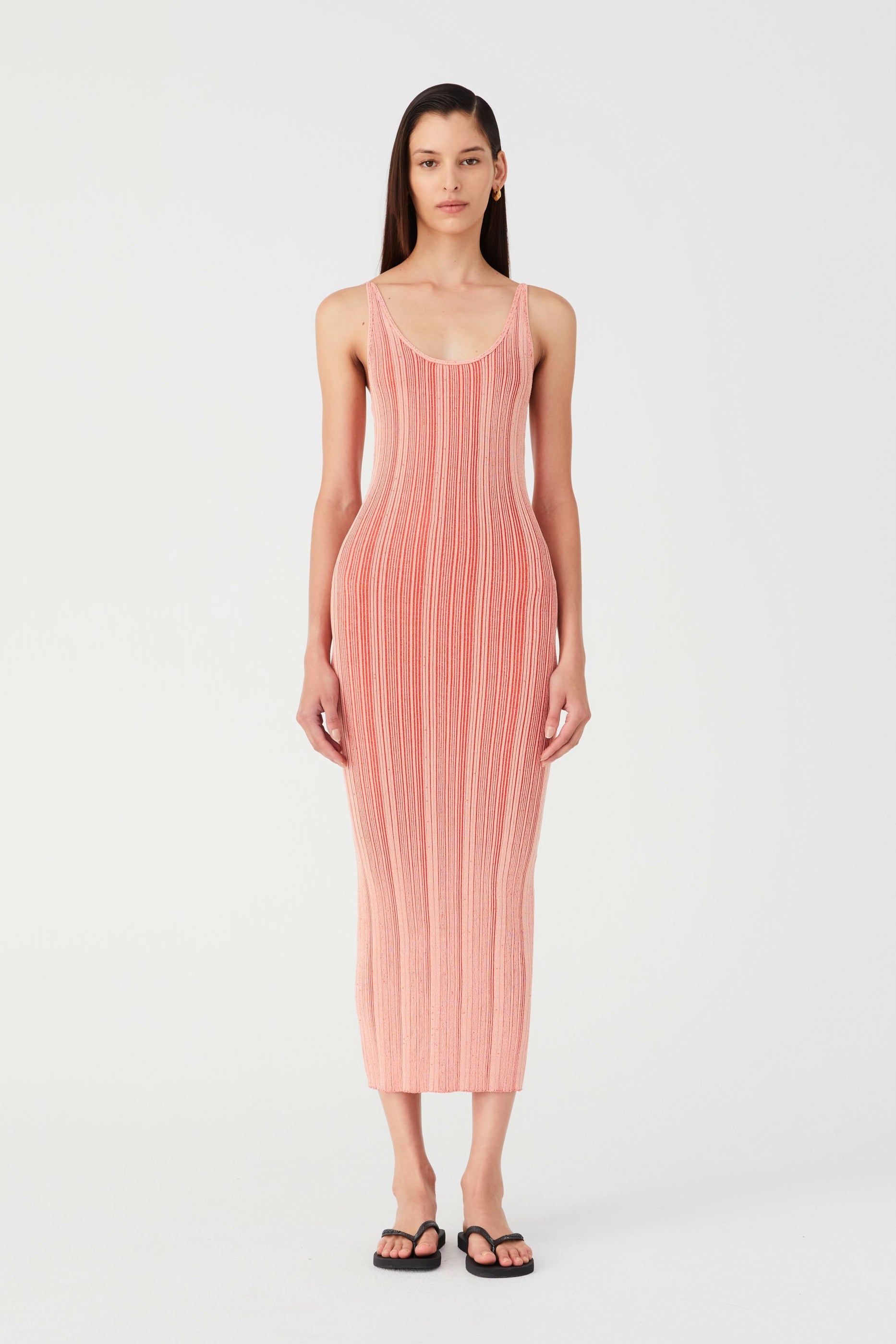 NIKO RIB KNIT MIDI DRESS-GRENADINE RED AND IVORY / XS Misha