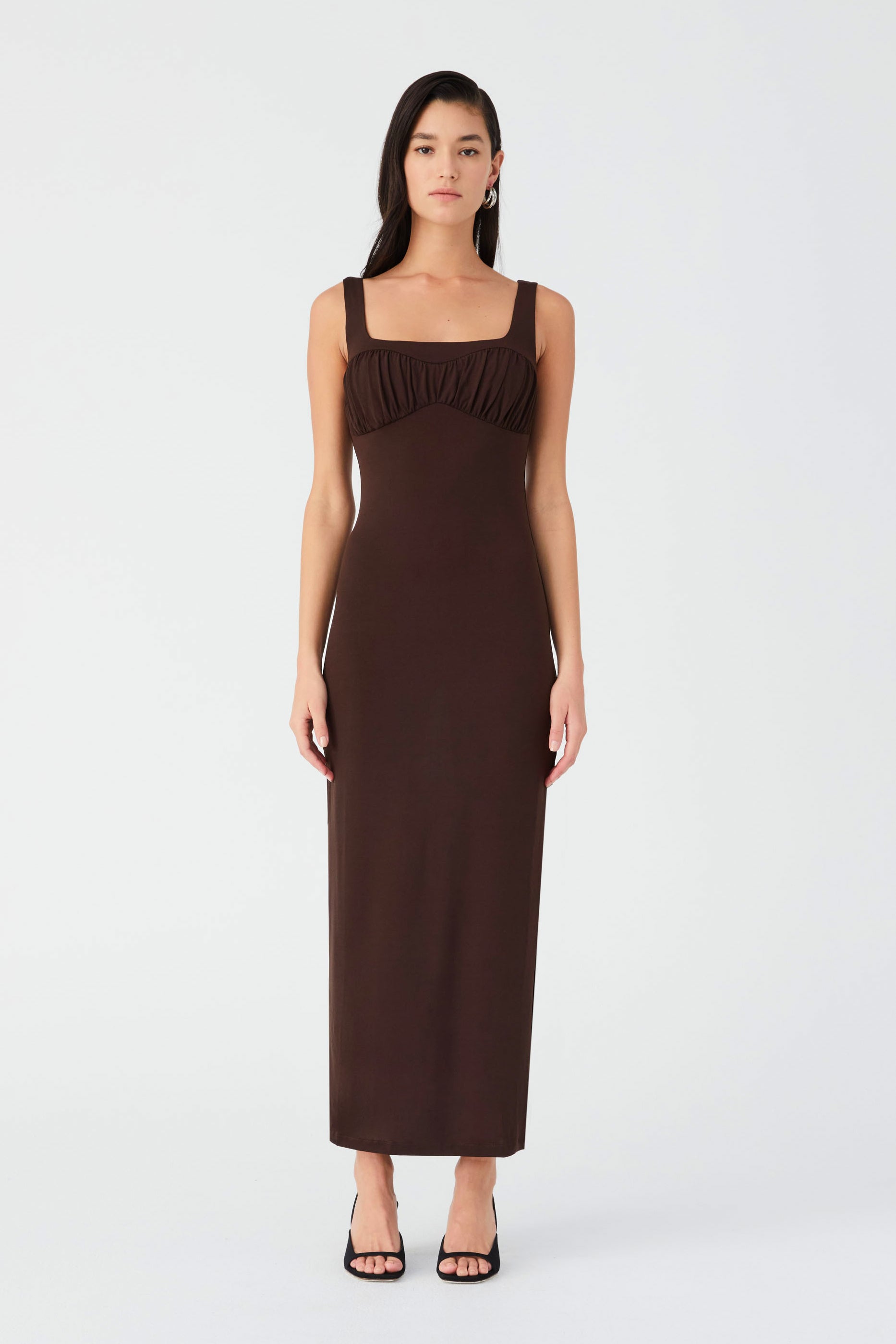 SHILOH JERSEY MIDI DRESS-CHOCOLATE / XS Misha