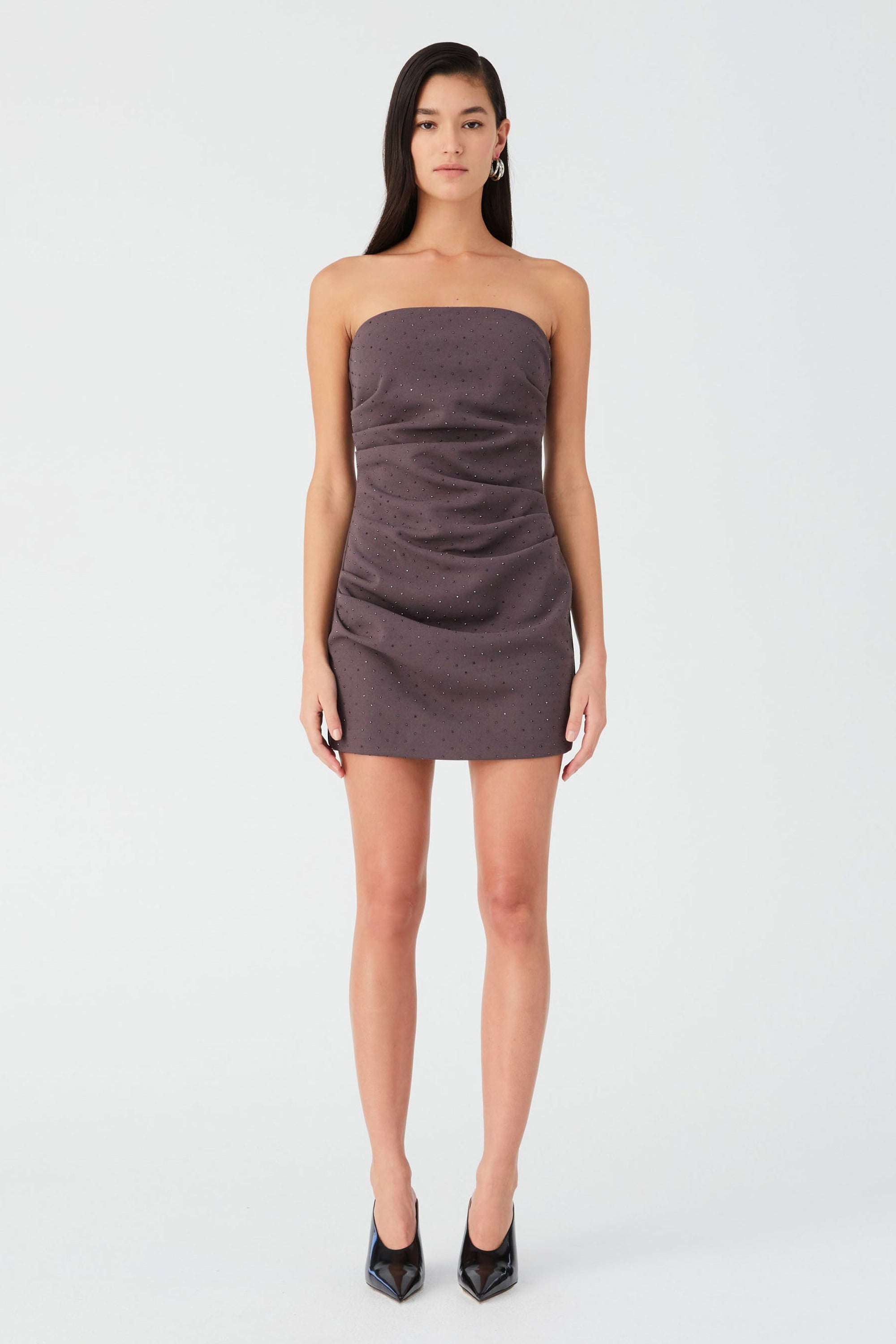 CARTER CREPE MINI DRESS-GUNMETAL / XS Misha