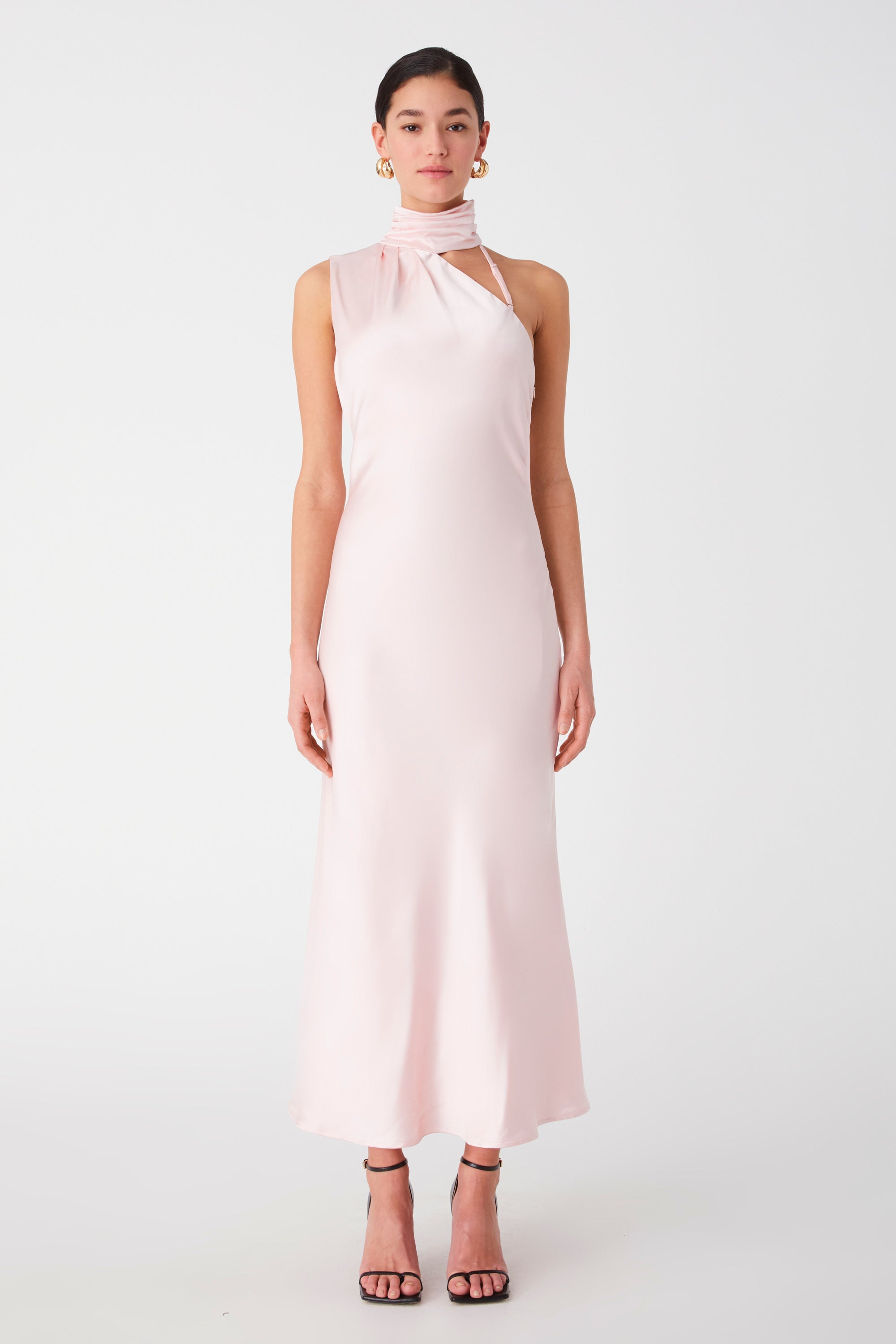 ELANIA GLOSS SATIN MIDI DRESS-ROSEWATER PINK / M Misha