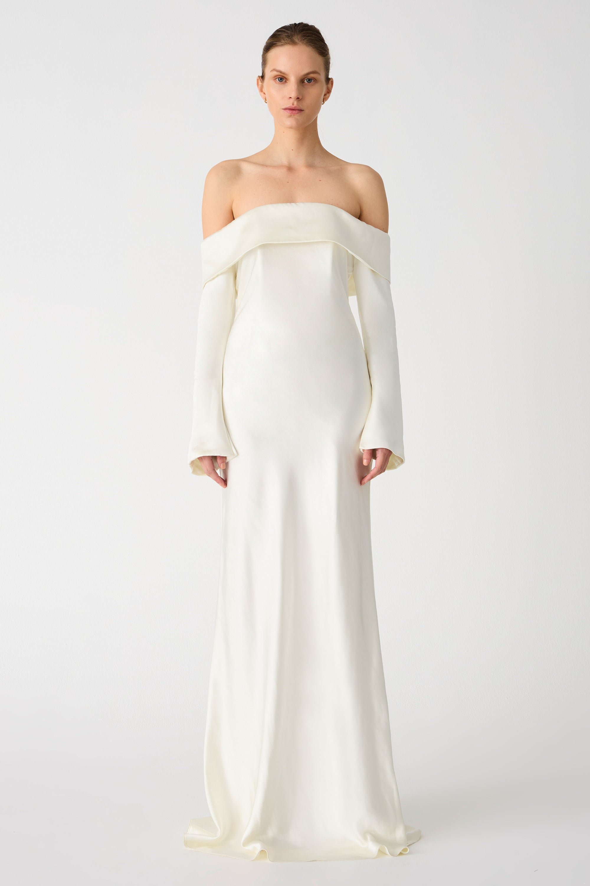 BIANCA GLOSS SATIN GOWN-ANTIQUE IVORY / XXS Misha